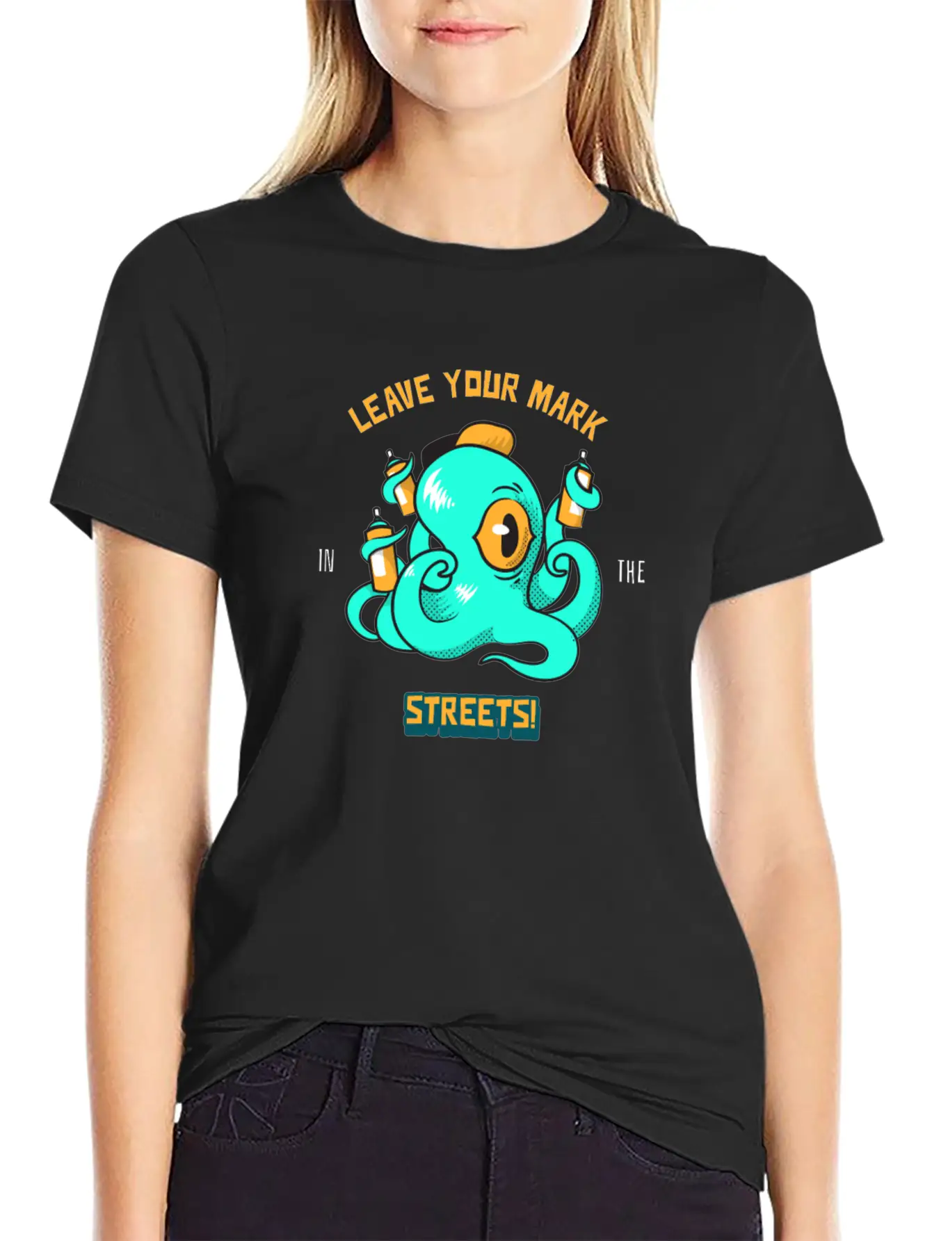 Octopus Grafitti Spray - Leave Your Marks Street Classic Fit Graphic Tee For Daily Comfort – Unisex Cotton Shirt