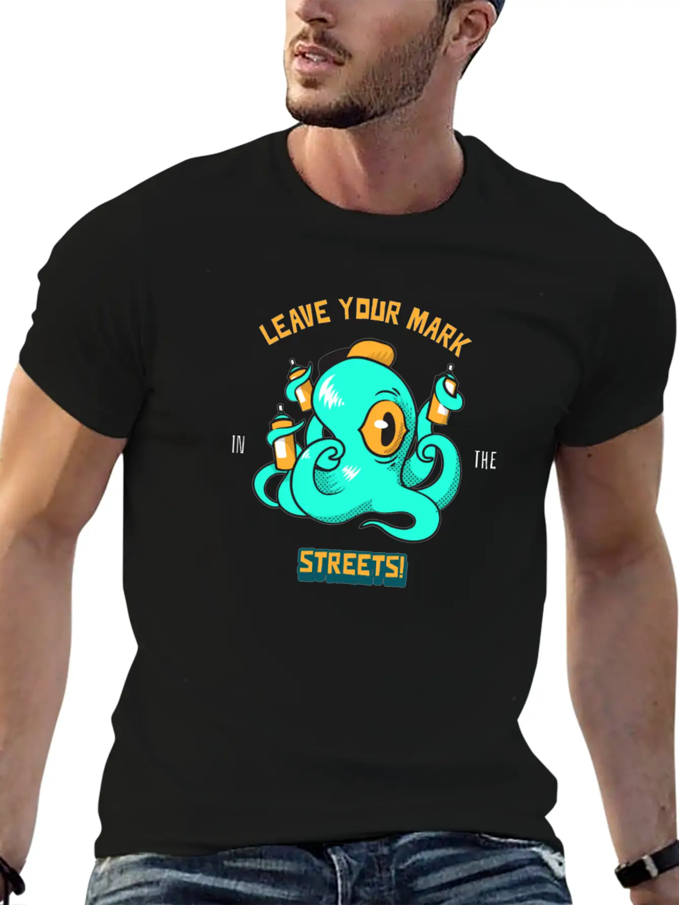 Octopus Grafitti Spray - Leave Your Marks Street Classic Fit Graphic Tee For Daily Comfort – Unisex Cotton Shirt