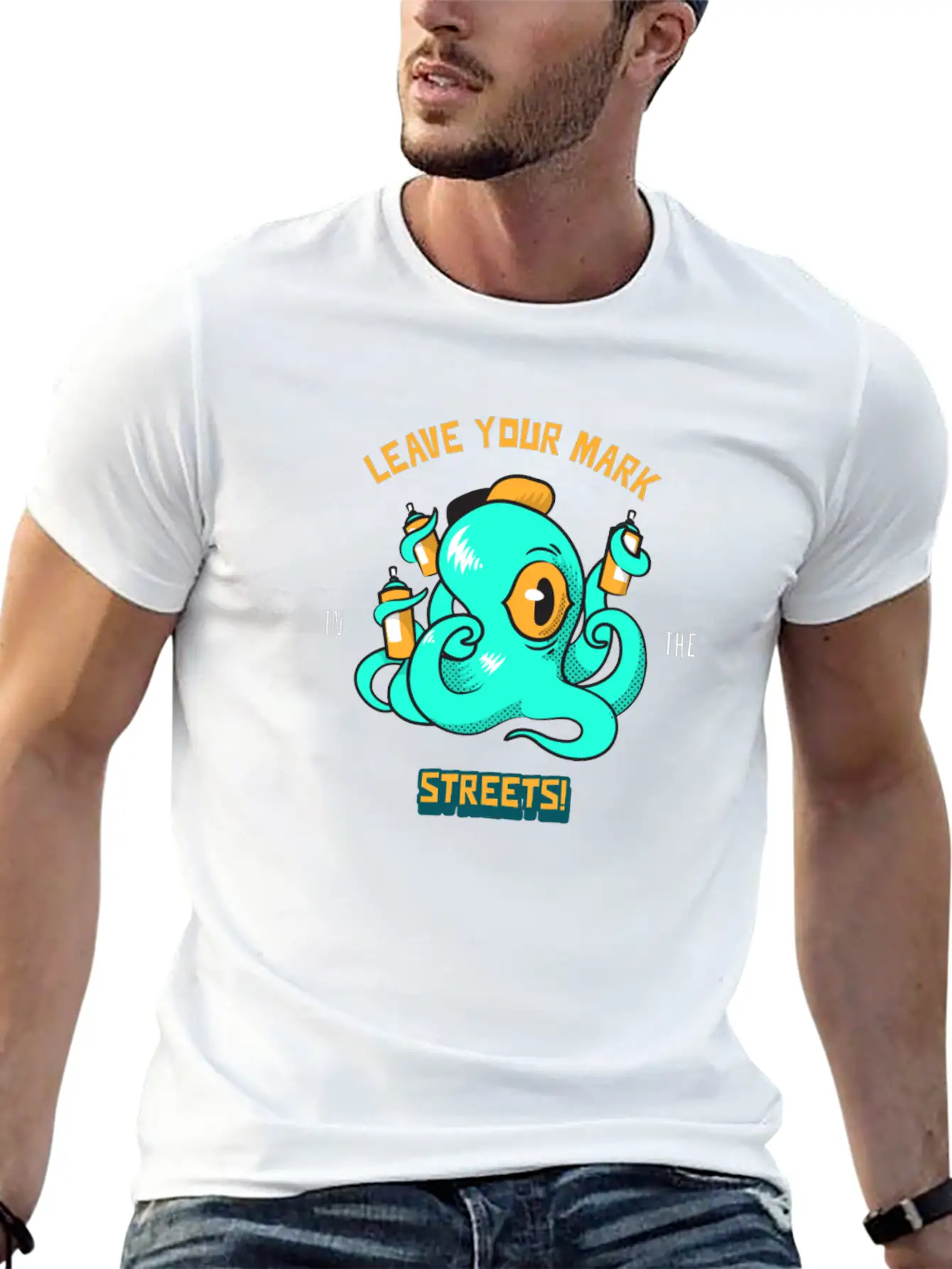 Octopus Grafitti Spray - Leave Your Marks Street Classic Fit Graphic Tee For Daily Comfort – Unisex Cotton Shirt