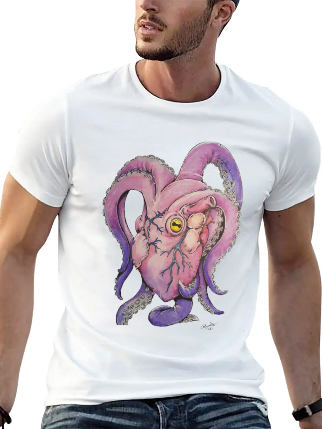 Octopus Heart Modern Fit Casual T-Shirt – Clean And Versatile Design