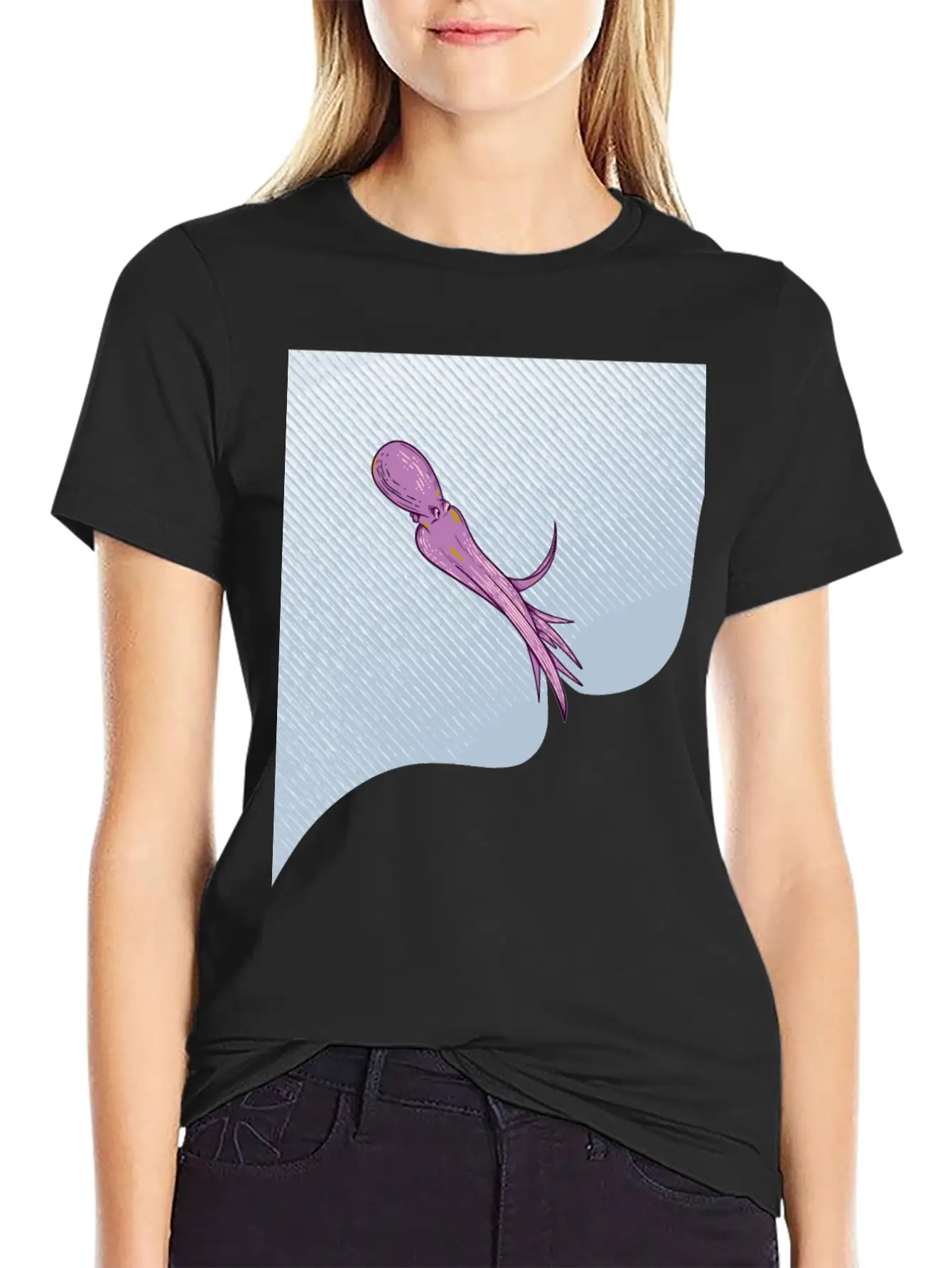 Octopus Squirting Ink Unisex Casual T-Shirt – Clean Design For Daily Comfort