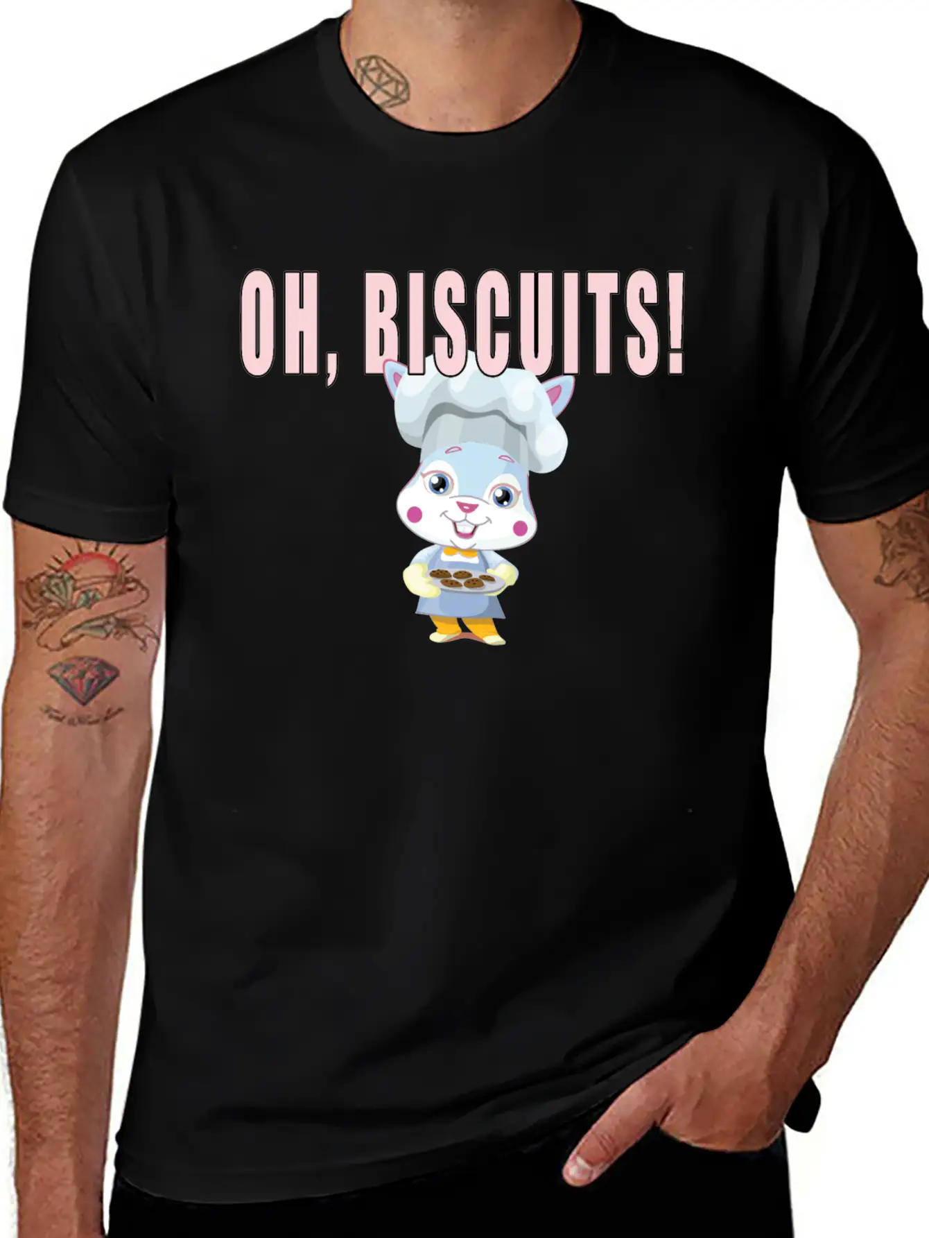 Oh Biscuits - Easter Bunny, Cute, Fluffy Bunny Unisex Casual T-Shirt – Clean Design For Daily Comfort