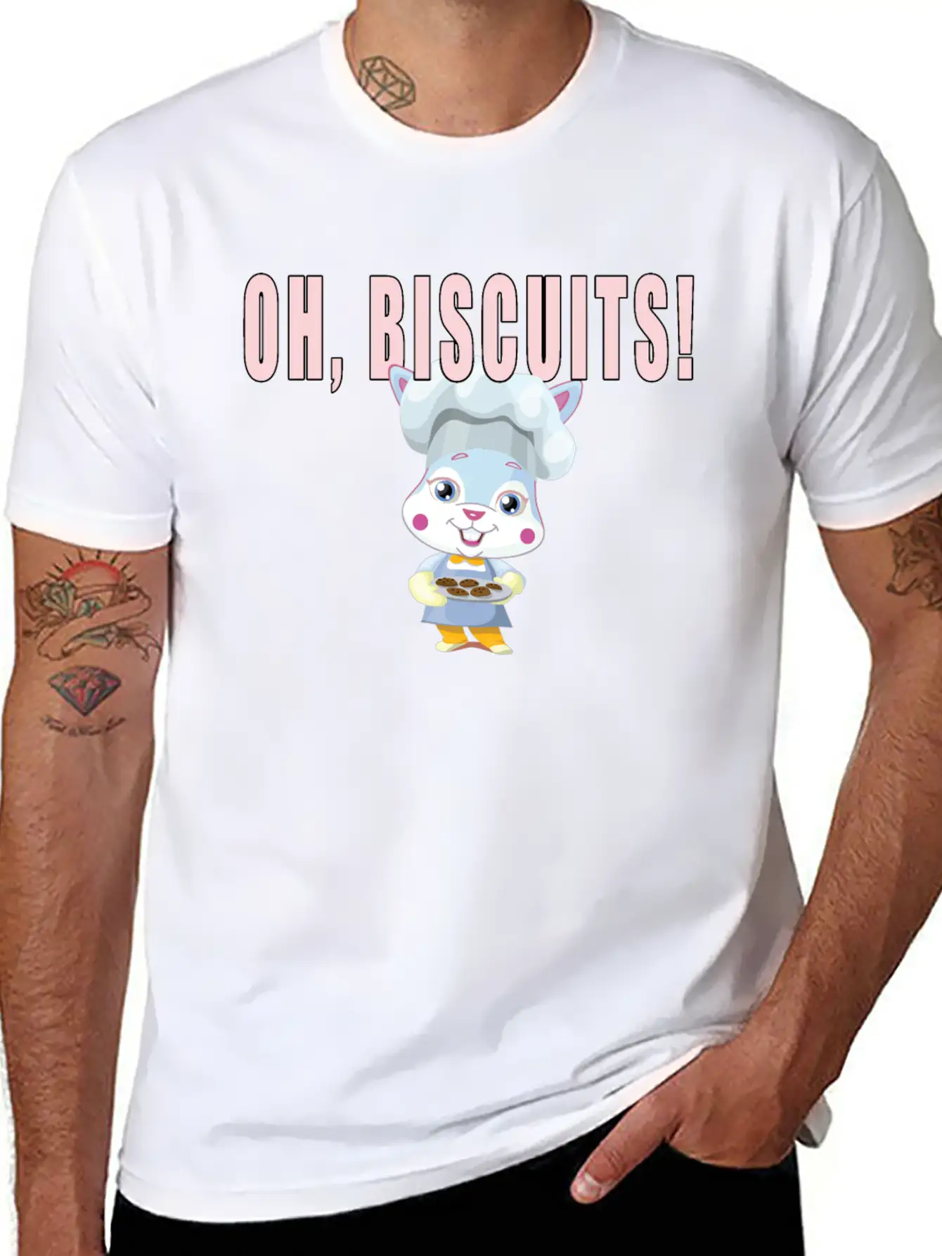 Oh Biscuits - Easter Bunny, Cute, Fluffy Bunny Unisex Casual T-Shirt – Clean Design For Daily Comfort