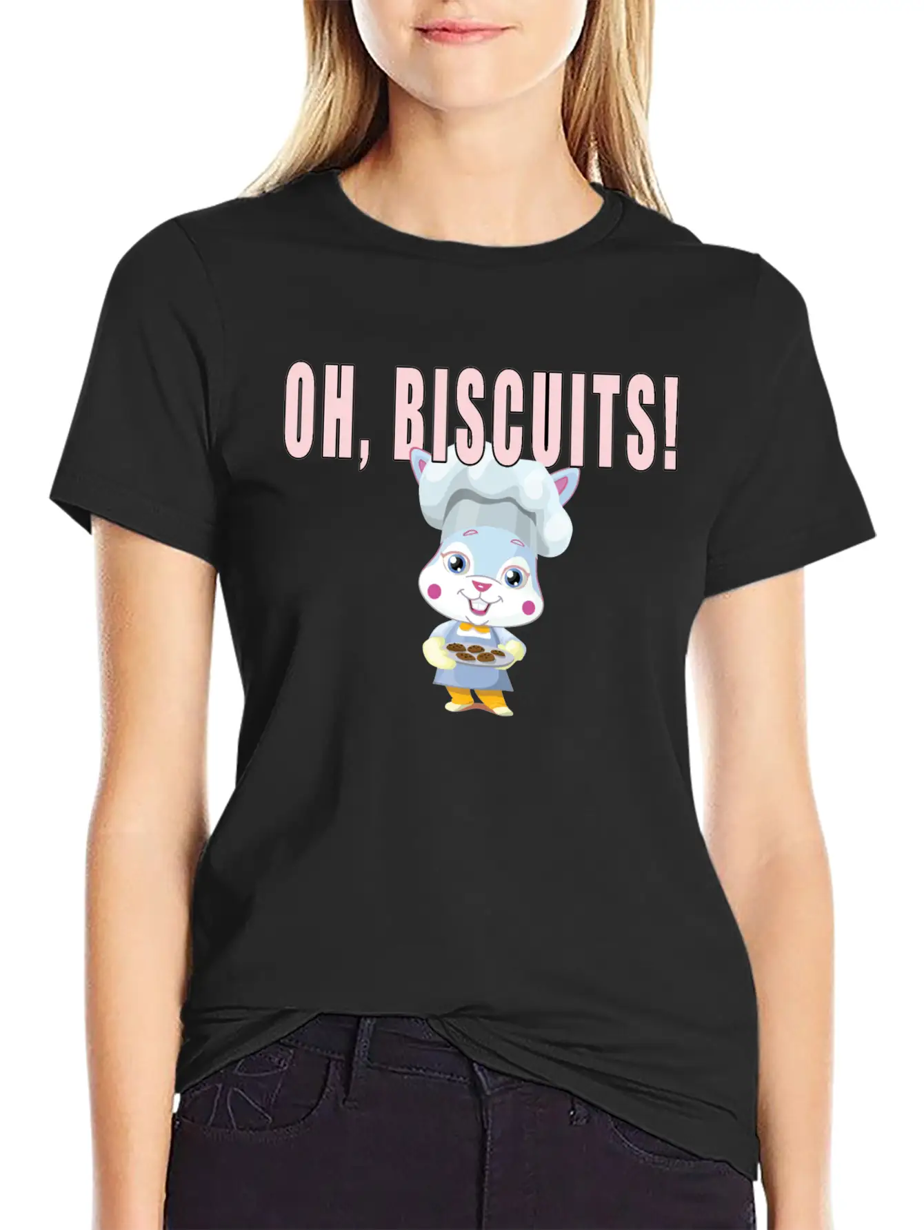 Oh Biscuits - Easter Bunny, Cute, Fluffy Bunny Unisex Casual T-Shirt – Clean Design For Daily Comfort