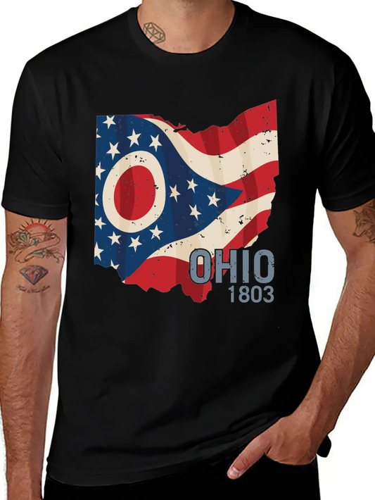 Ohio 1803 With Ohio Flag Stars And Stripes Modern Fit Casual T-Shirt – Clean And Versatile Design