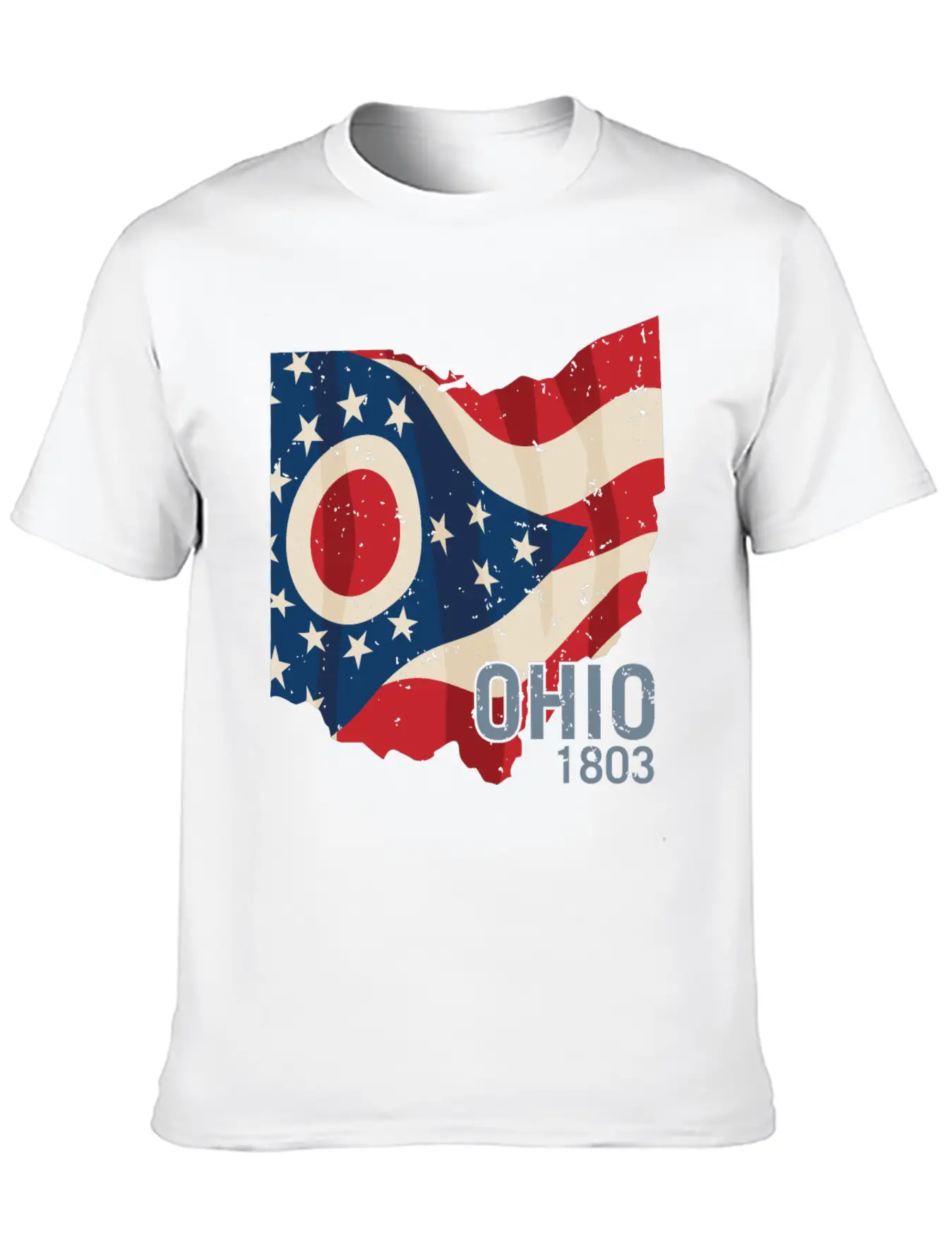 Ohio 1803 With Ohio Flag Stars And Stripes Modern Fit Casual T-Shirt – Clean And Versatile Design