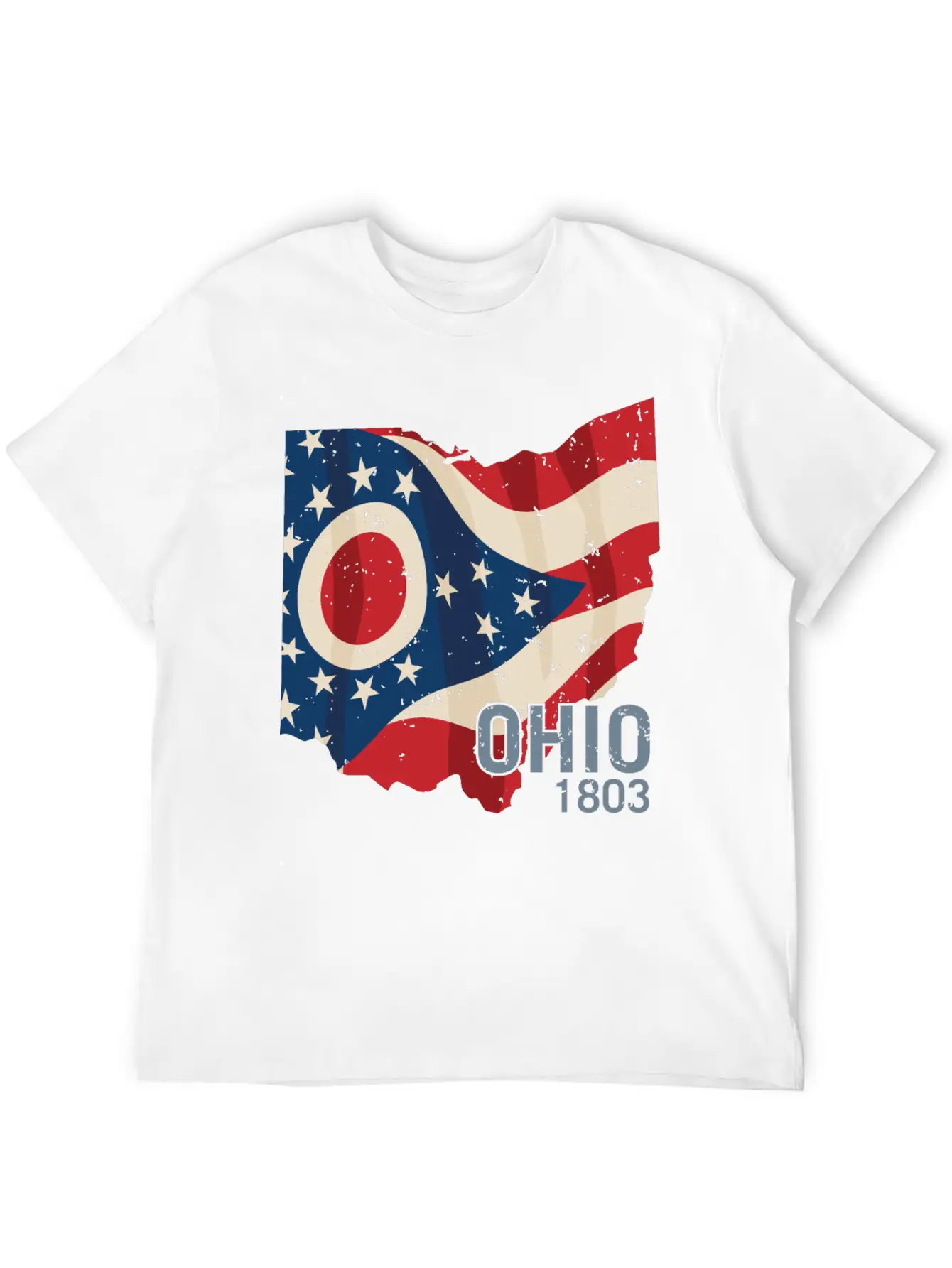 Ohio 1803 With Ohio Flag Stars And Stripes Modern Fit Casual T-Shirt – Clean And Versatile Design