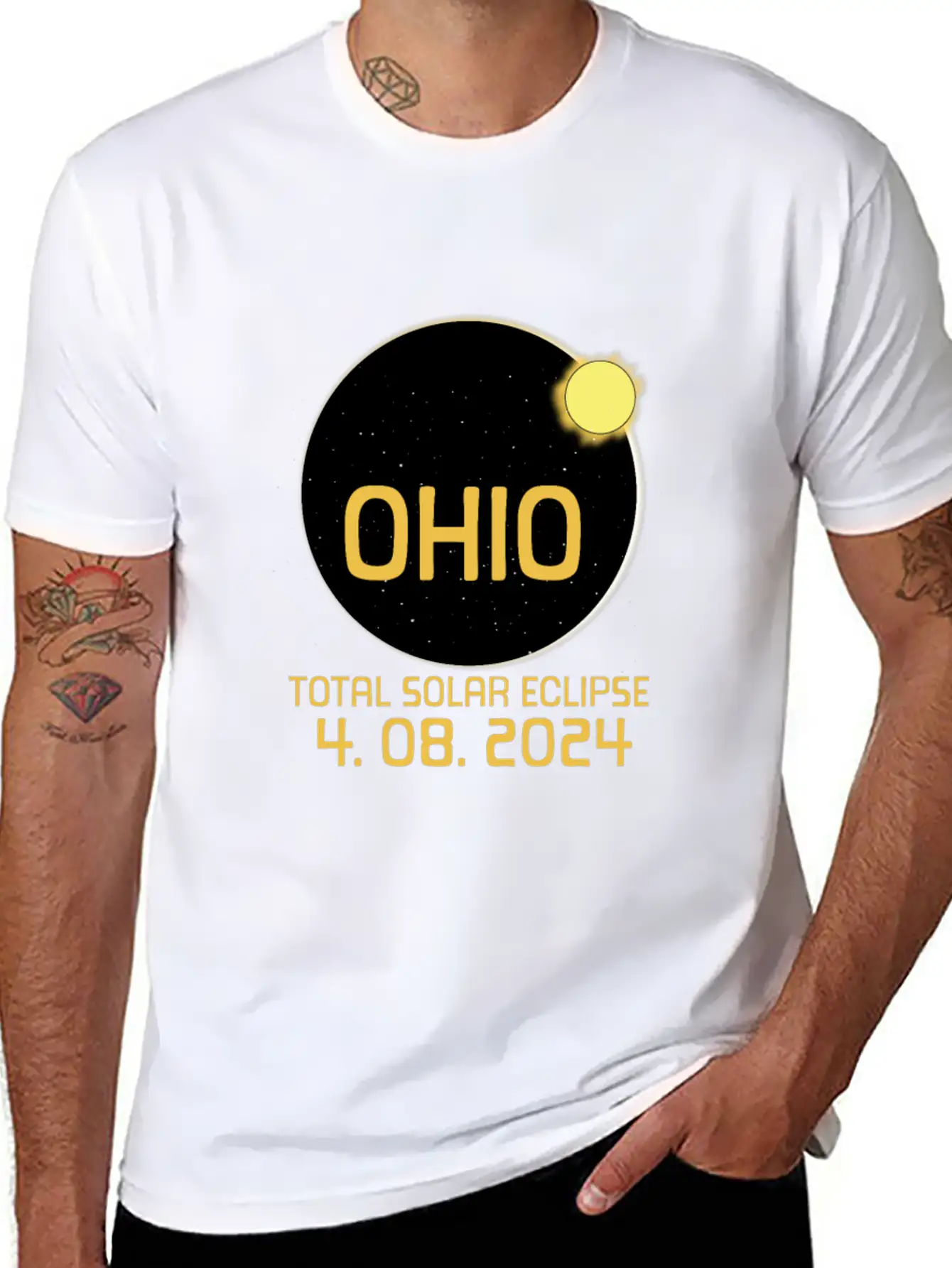 Ohio Totality Total Solar Eclipse April 8 2024 Modern Fit Casual T-Shirt – Clean And Versatile Design
