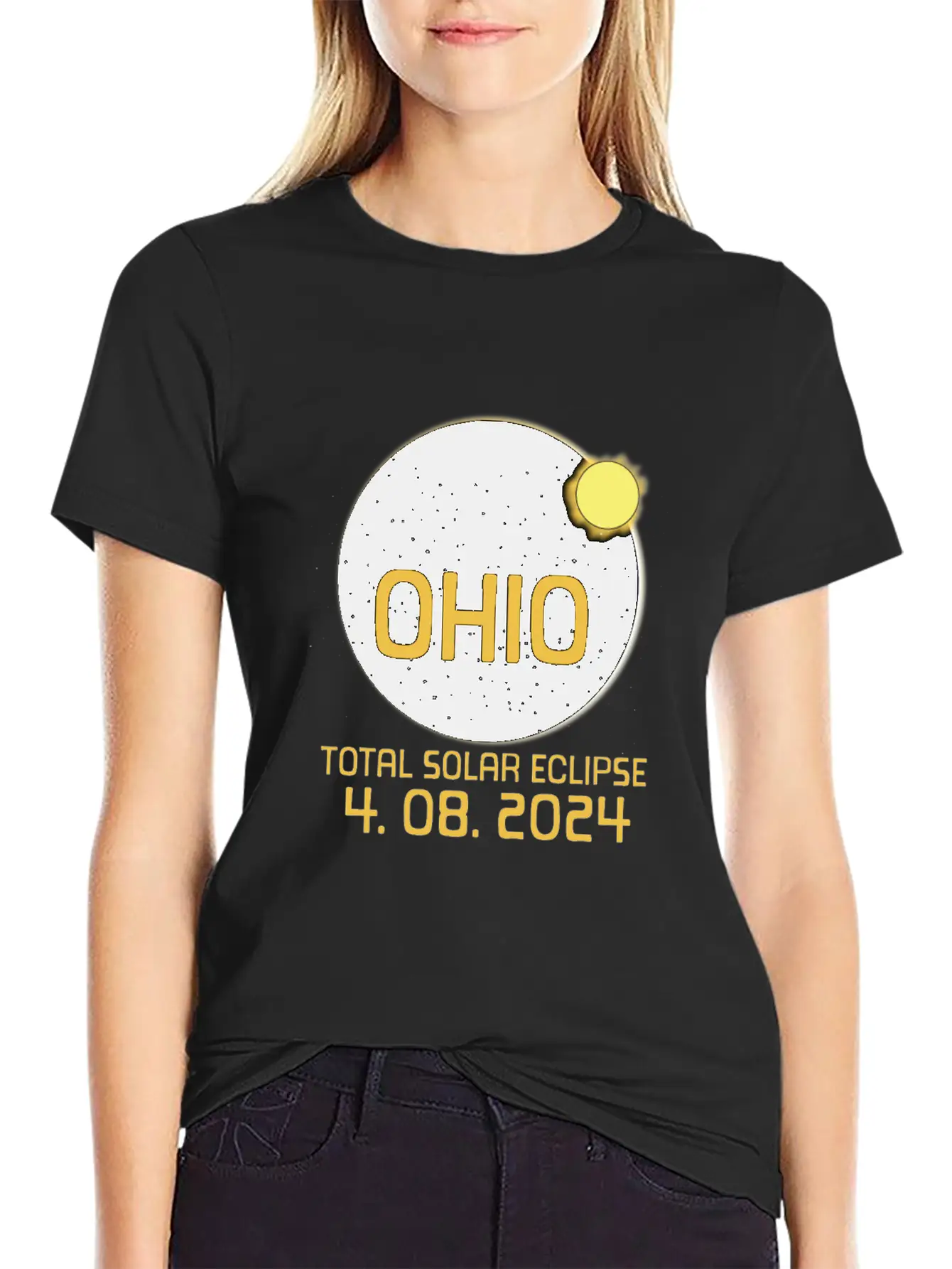 Ohio Totality Total Solar Eclipse April 8 2024 Modern Fit Casual T-Shirt – Clean And Versatile Design
