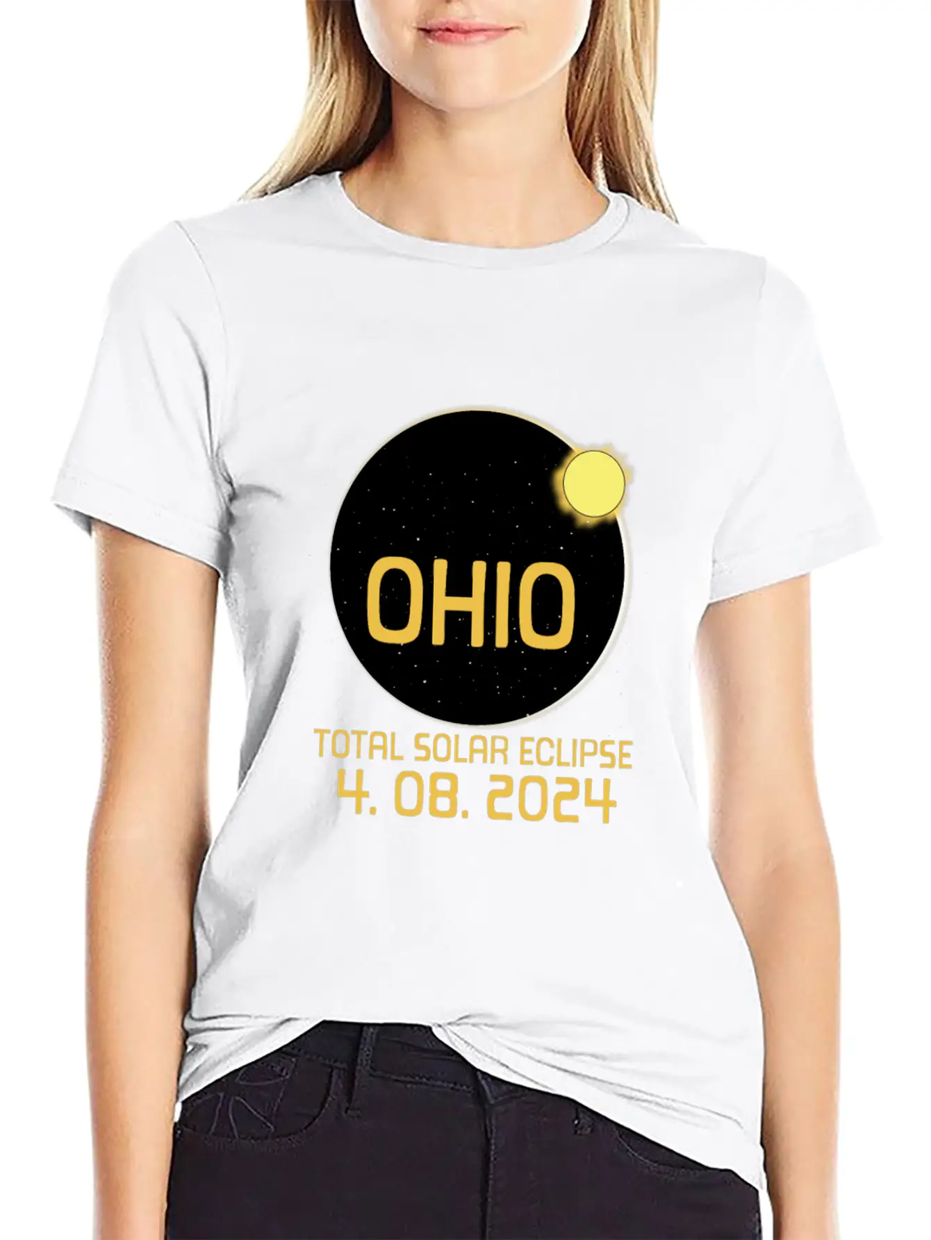 Ohio Totality Total Solar Eclipse April 8 2024 Modern Fit Casual T-Shirt – Clean And Versatile Design
