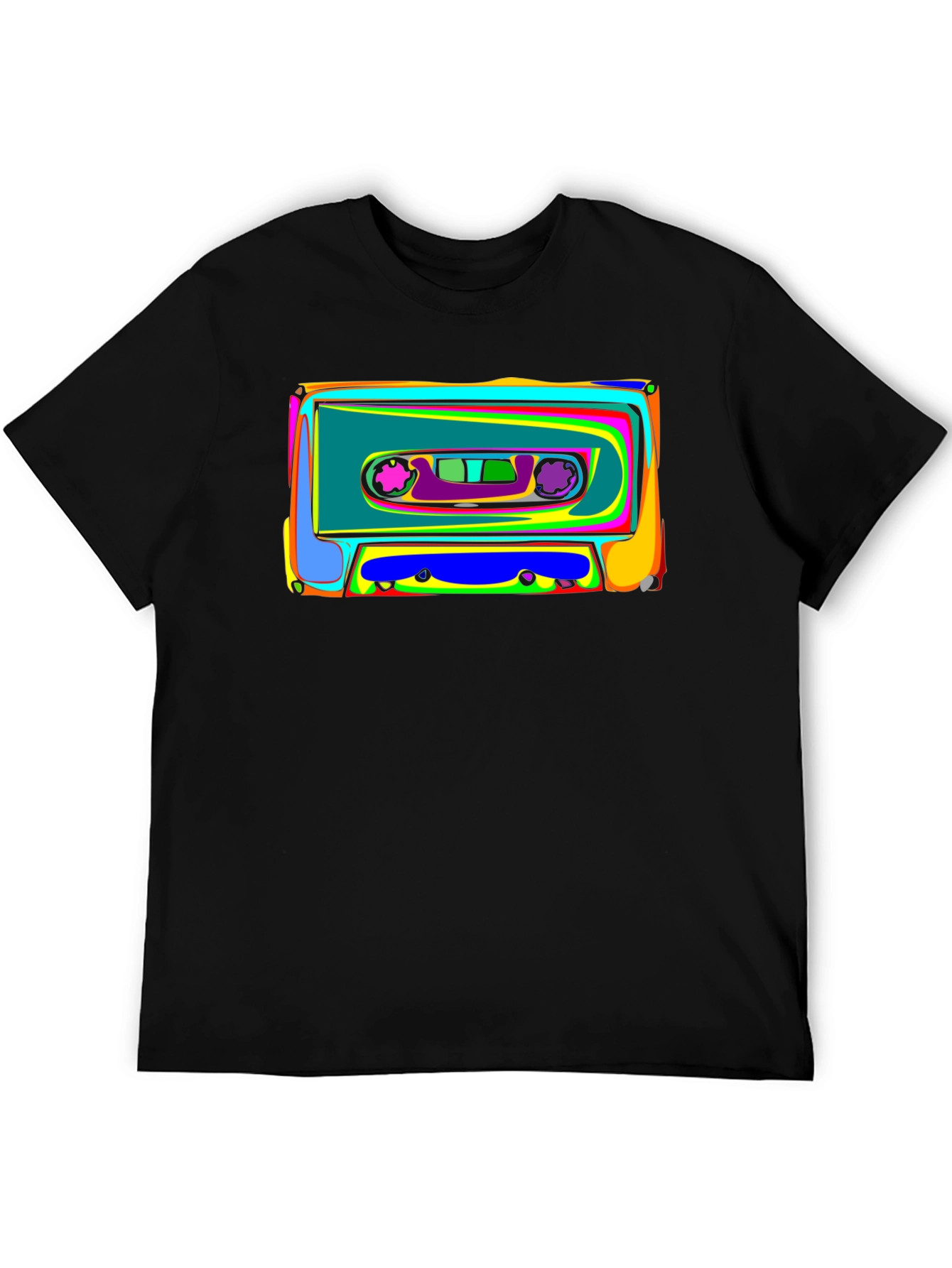 Retro Cassette Tape Graphic Tee - Black