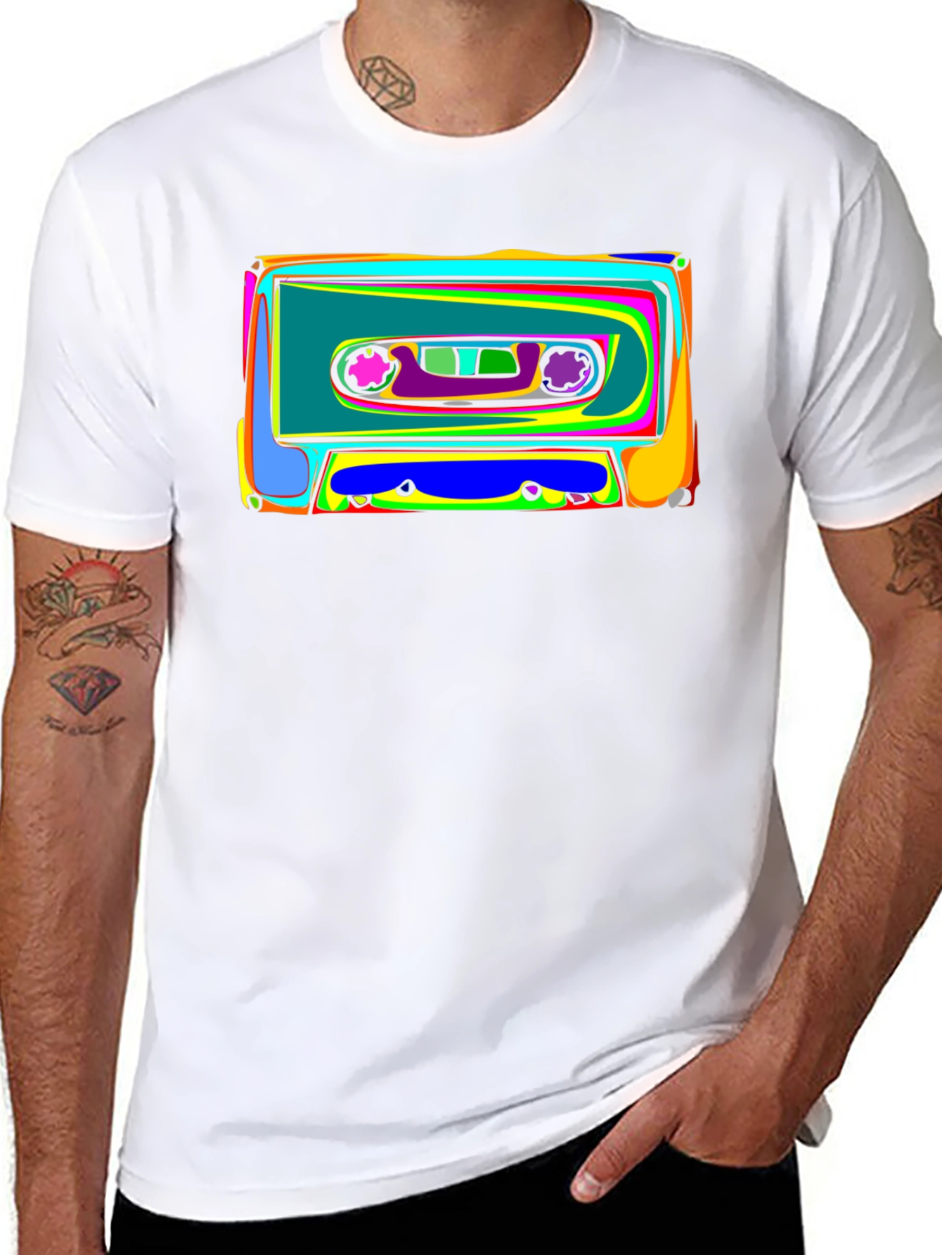 Retro Cassette Tape Graphic Tee - Black
