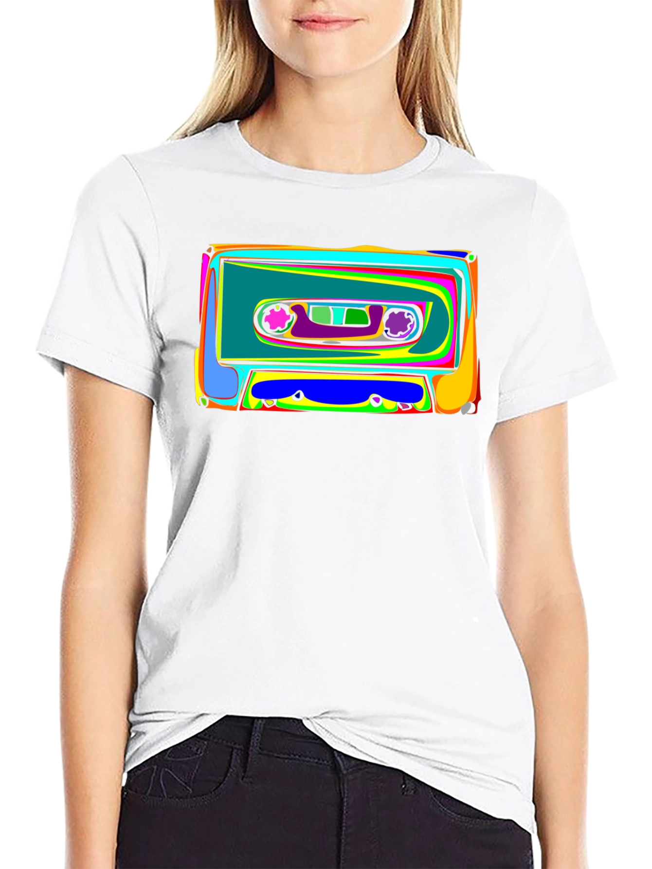 Retro Cassette Tape Graphic Tee - Black