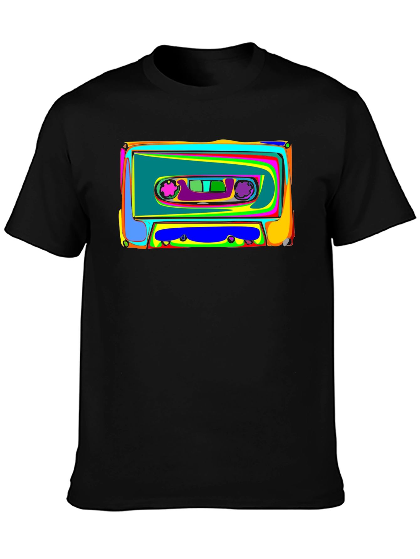 Retro Cassette Tape Graphic Tee - Black