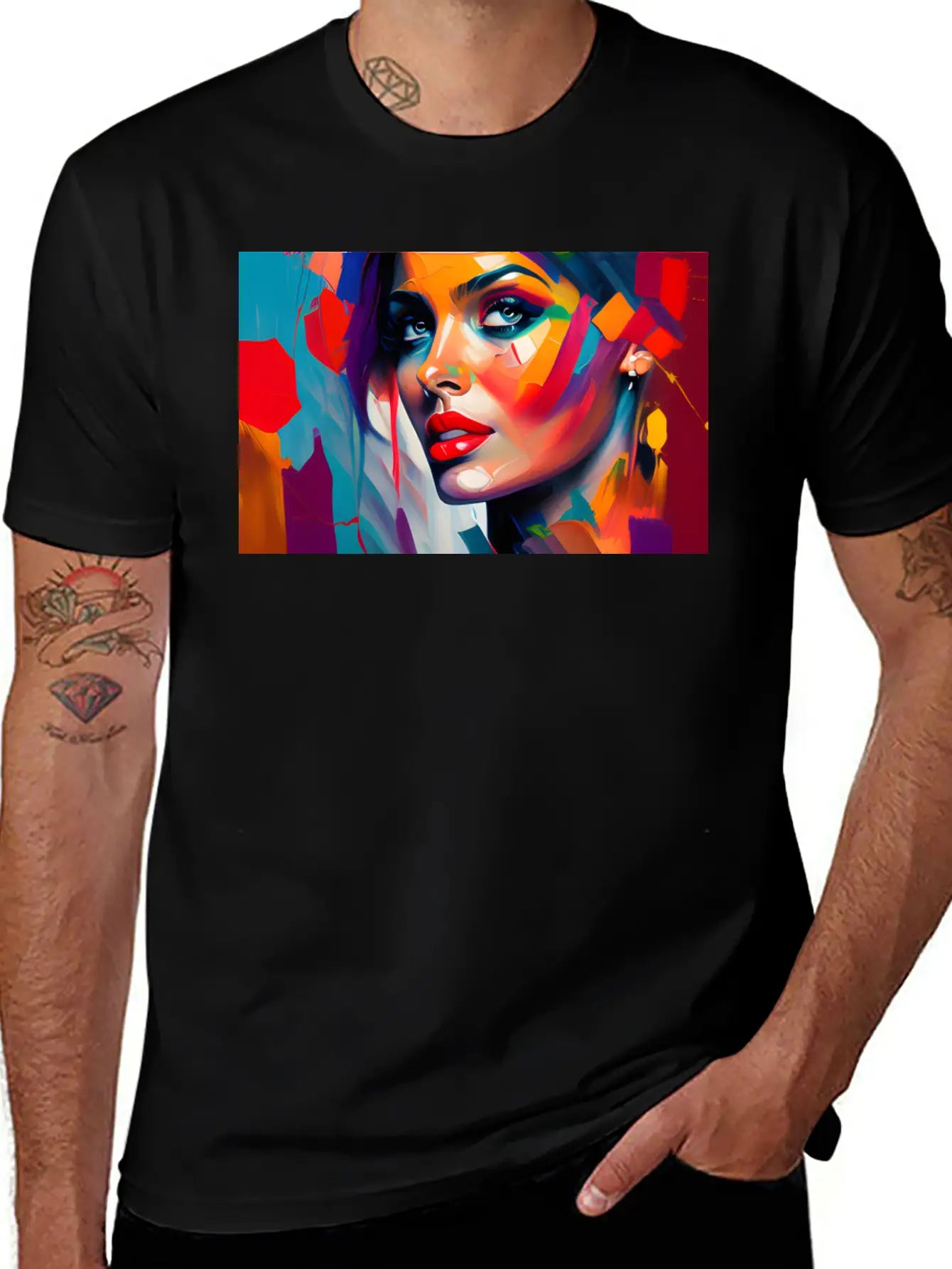 Oil Painting Beautiful Girl Essential Cotton Tee For Daily Outfits – Unisex Style