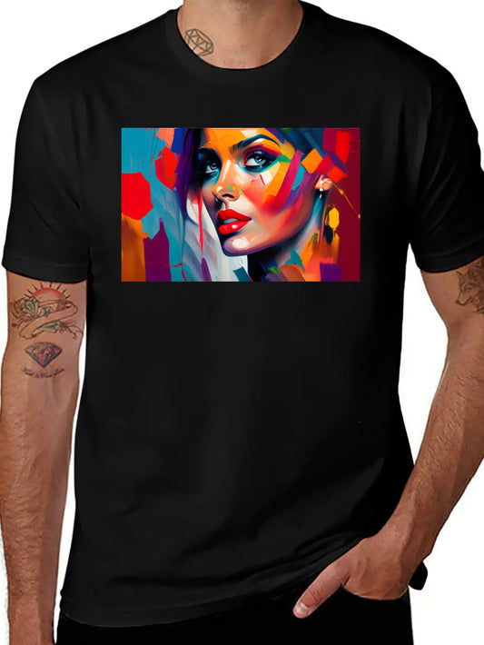 Oil Painting Beautiful Girl Essential Cotton Tee For Daily Outfits – Unisex Style