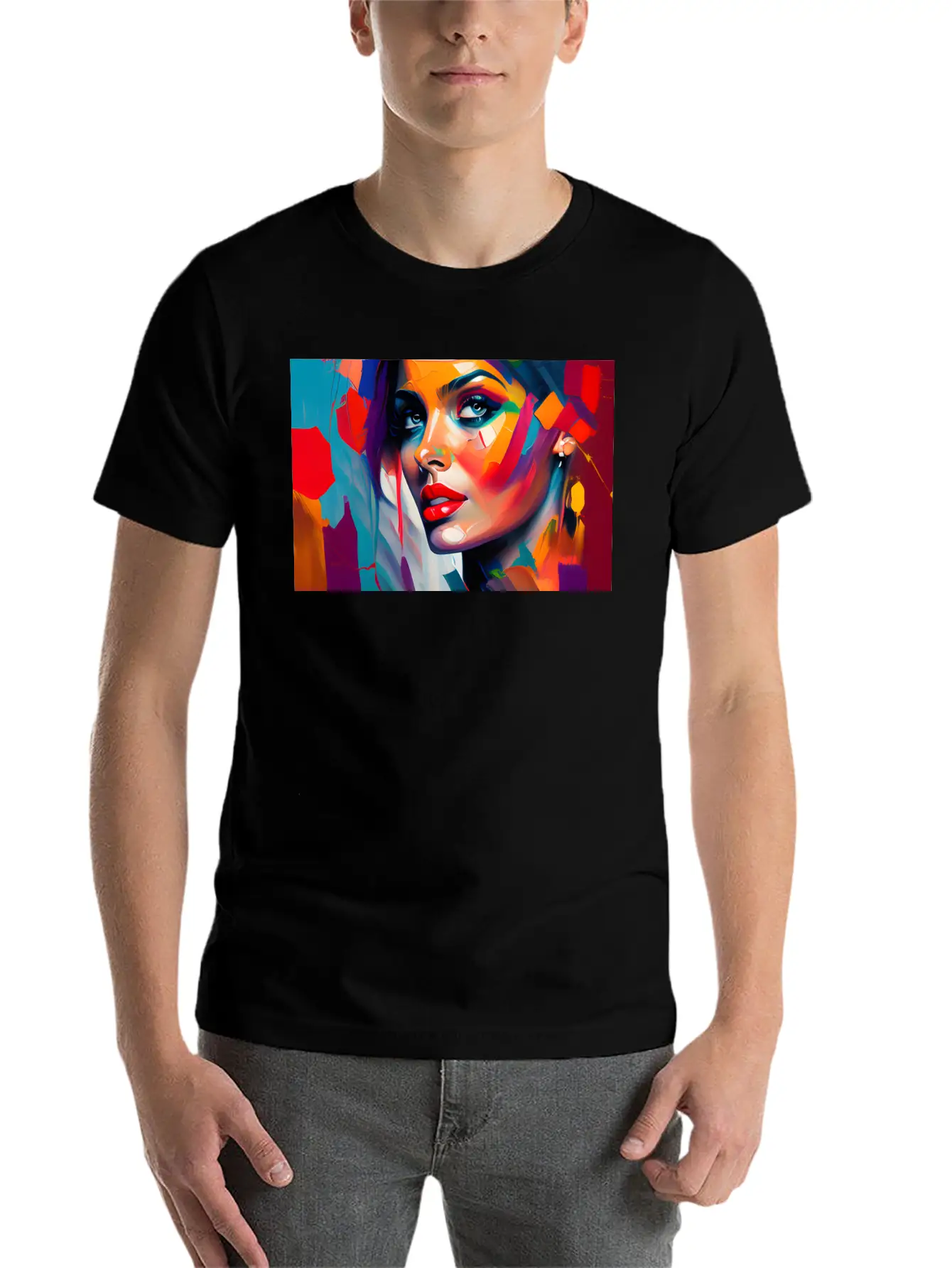 Oil Painting Beautiful Girl Essential Cotton Tee For Daily Outfits – Unisex Style