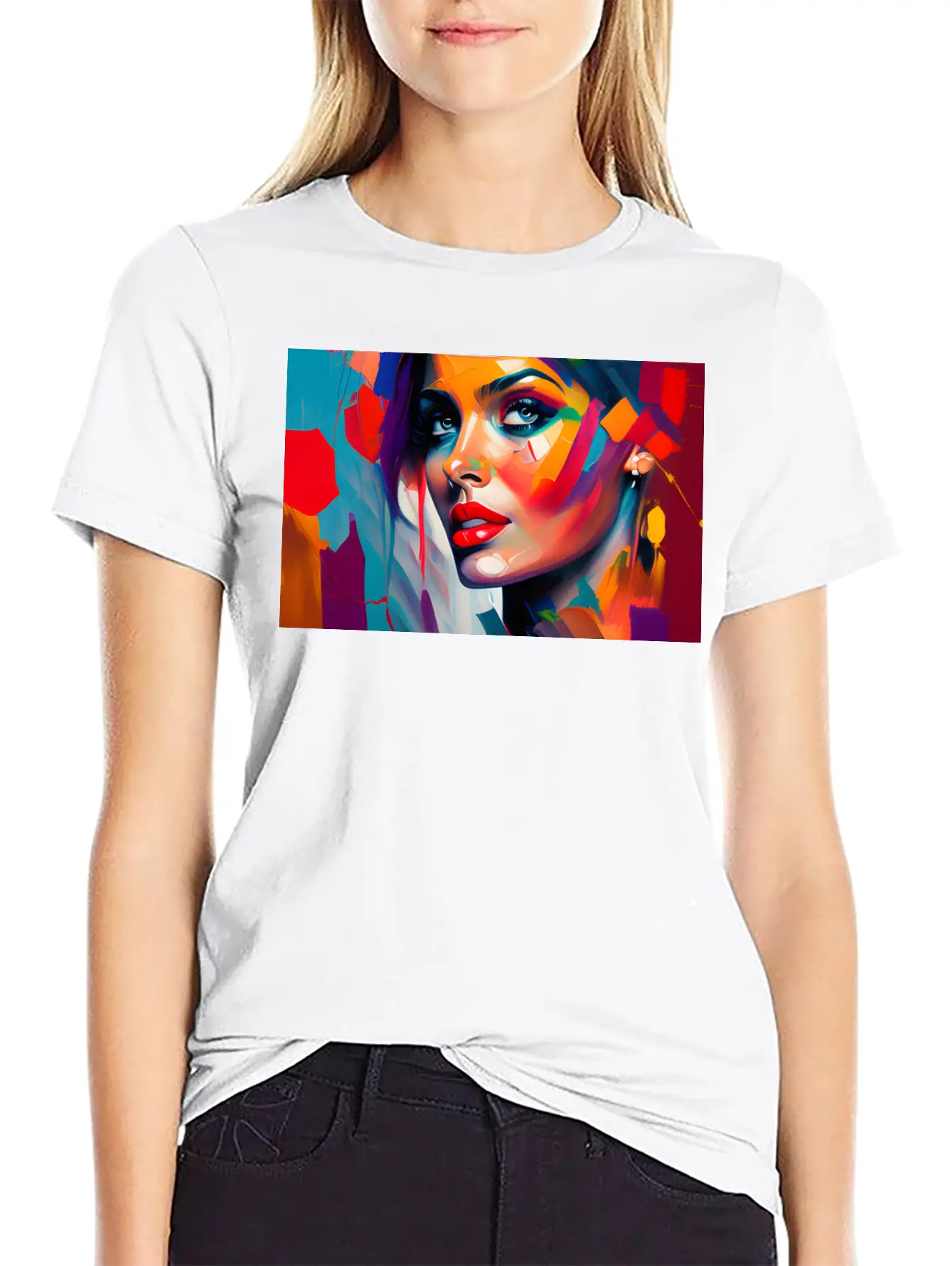 Oil Painting Beautiful Girl Essential Cotton Tee For Daily Outfits – Unisex Style