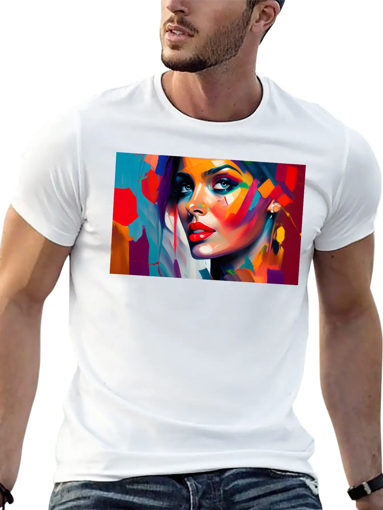 Oil Painting Beautiful Girl Essential Cotton Tee For Daily Outfits – Unisex Style