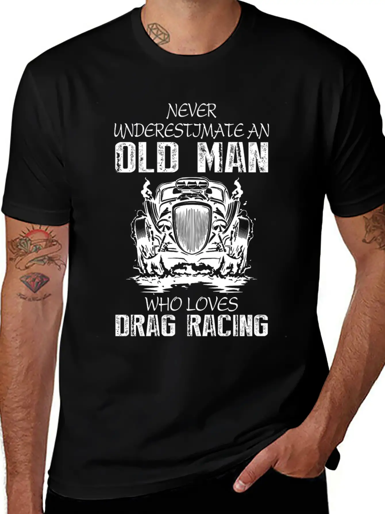 Old Man Who Loves Drag Racing T Shirt Stylish Everyday T-Shirt – Unisex Basic Cotton Tee