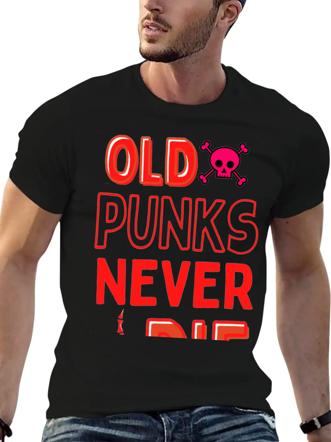Old Punk Never Die Lightweight Cotton T-Shirt – Daily Comfort Graphic Shirt