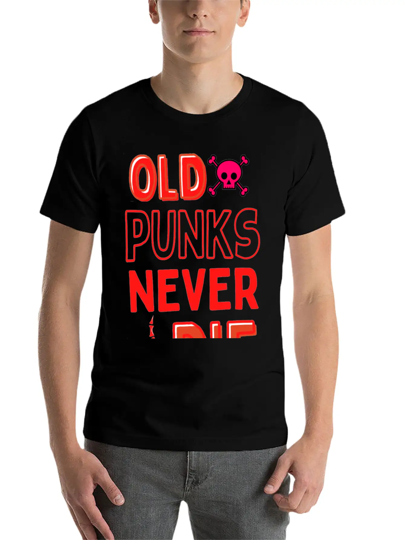 Old Punk Never Die Lightweight Cotton T-Shirt – Daily Comfort Graphic Shirt
