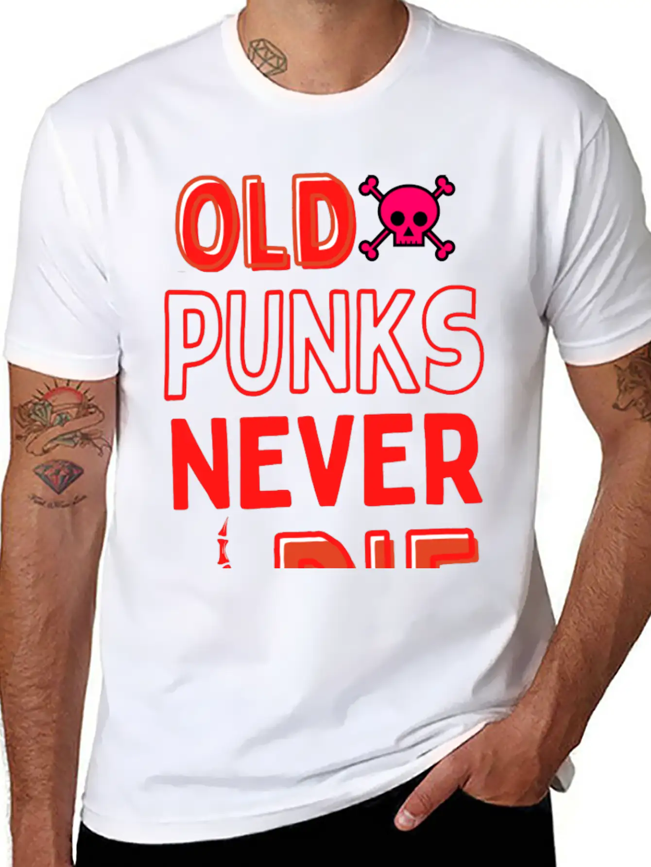 Old Punk Never Die Lightweight Cotton T-Shirt – Daily Comfort Graphic Shirt