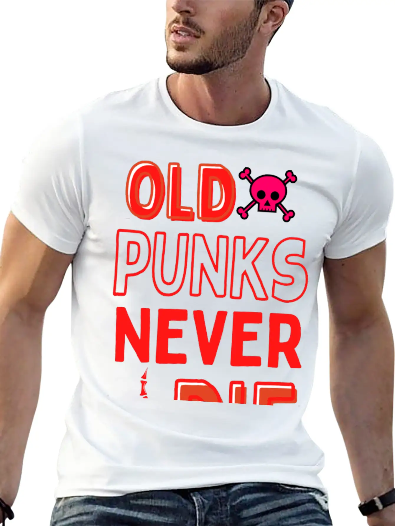 Old Punk Never Die Lightweight Cotton T-Shirt – Daily Comfort Graphic Shirt