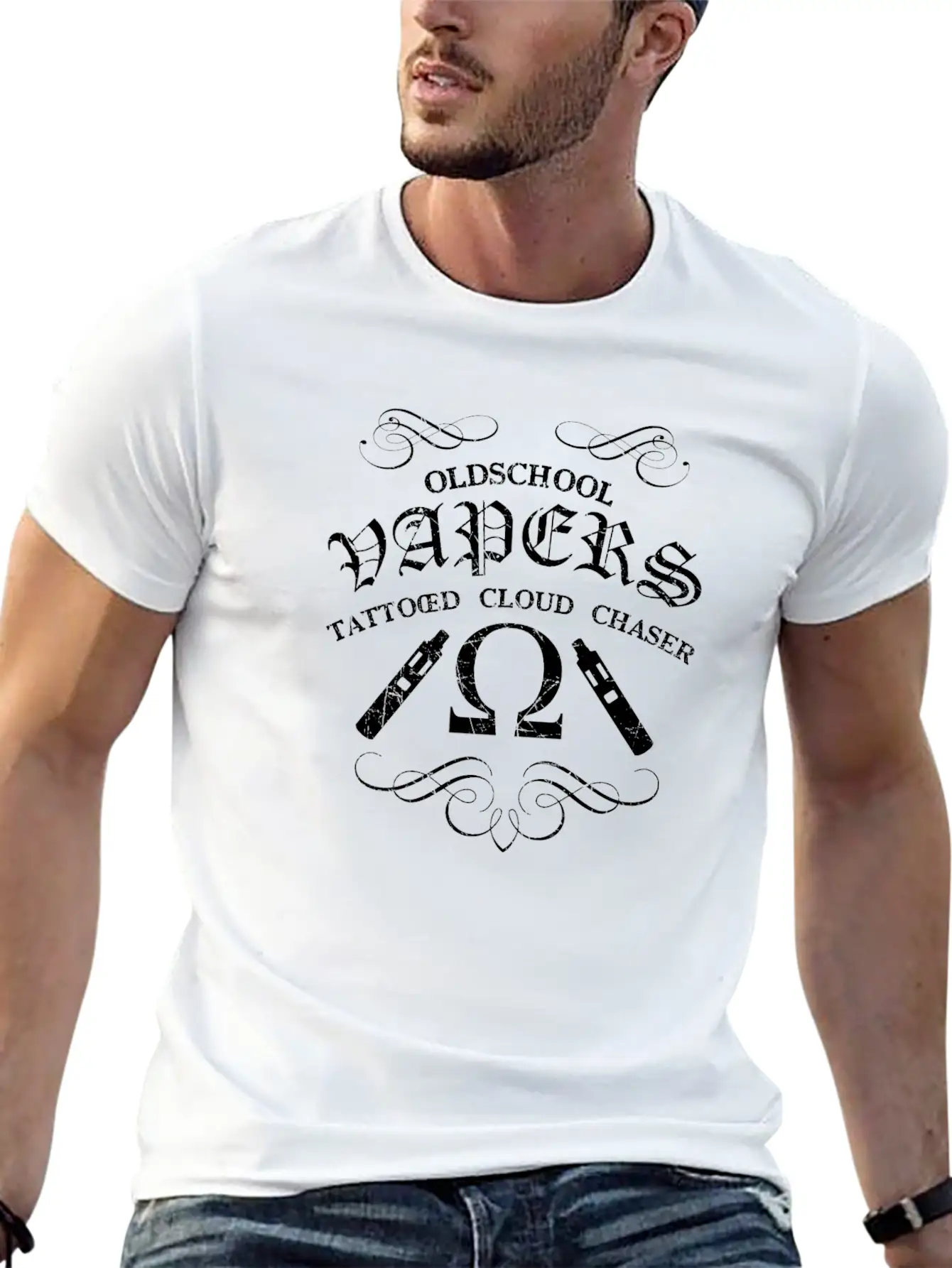 Oldschool Vapers - White Lightweight Cotton T-Shirt – Daily Comfort Graphic Shirt