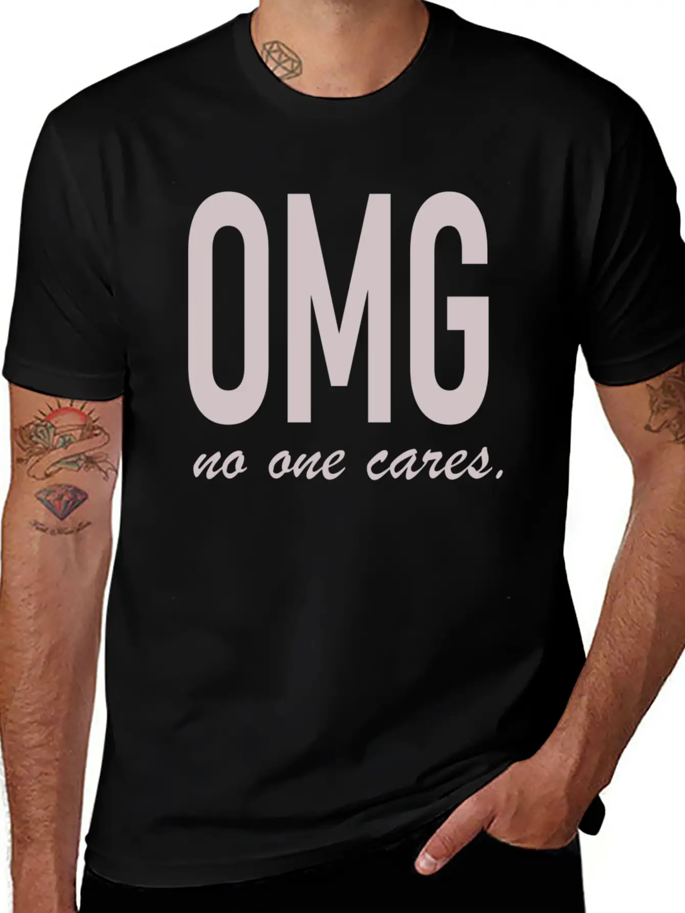Omg, No One Cares Lightweight Cotton T-Shirt – Daily Comfort Graphic Shirt
