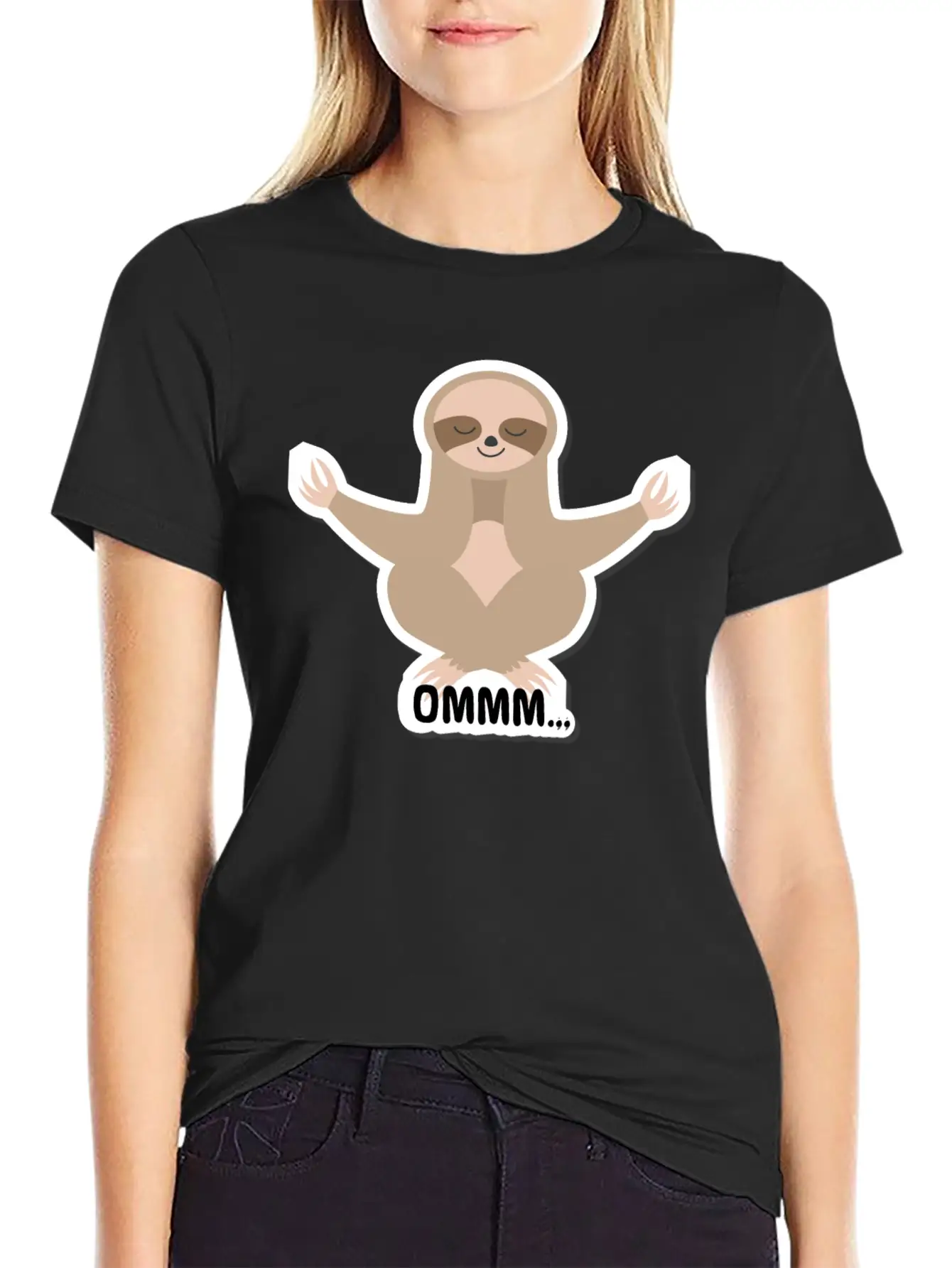 Ommm Sloth Meditating Lightweight Cotton T-Shirt – Daily Comfort Graphic Shirt