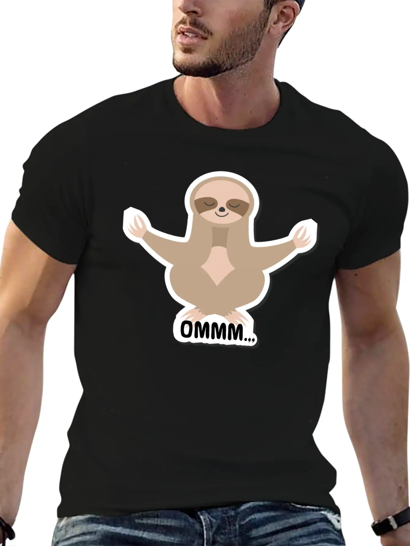 Ommm Sloth Meditating Lightweight Cotton T-Shirt – Daily Comfort Graphic Shirt
