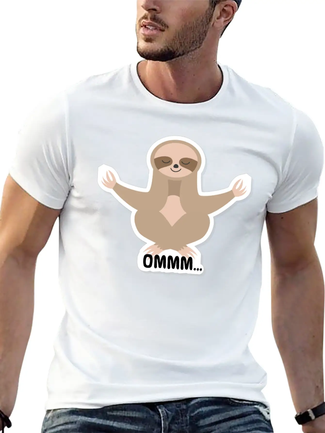 Ommm Sloth Meditating Lightweight Cotton T-Shirt – Daily Comfort Graphic Shirt