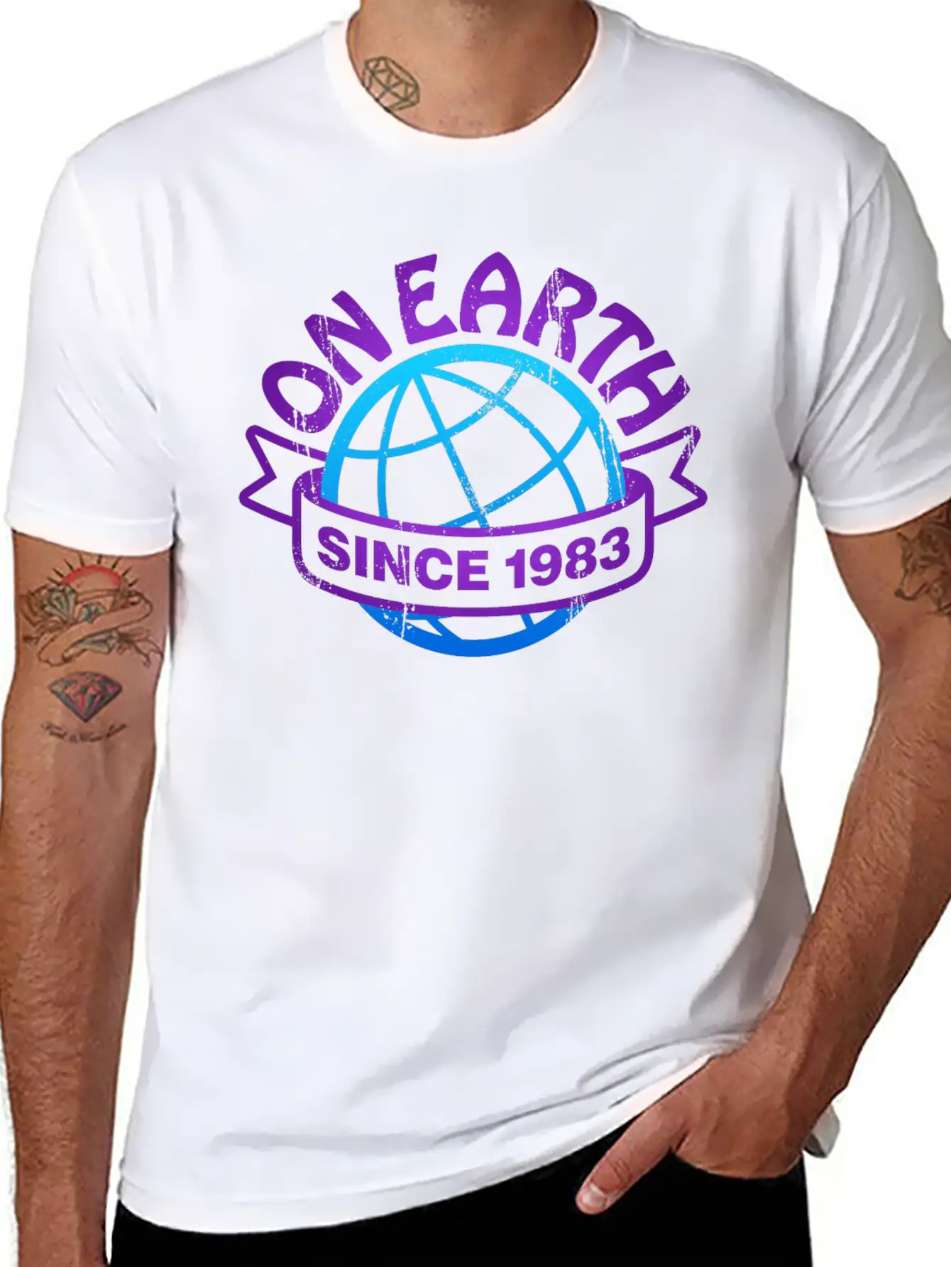 On Earth Since 1983 Lightweight Cotton T-Shirt – Daily Comfort Graphic Shirt