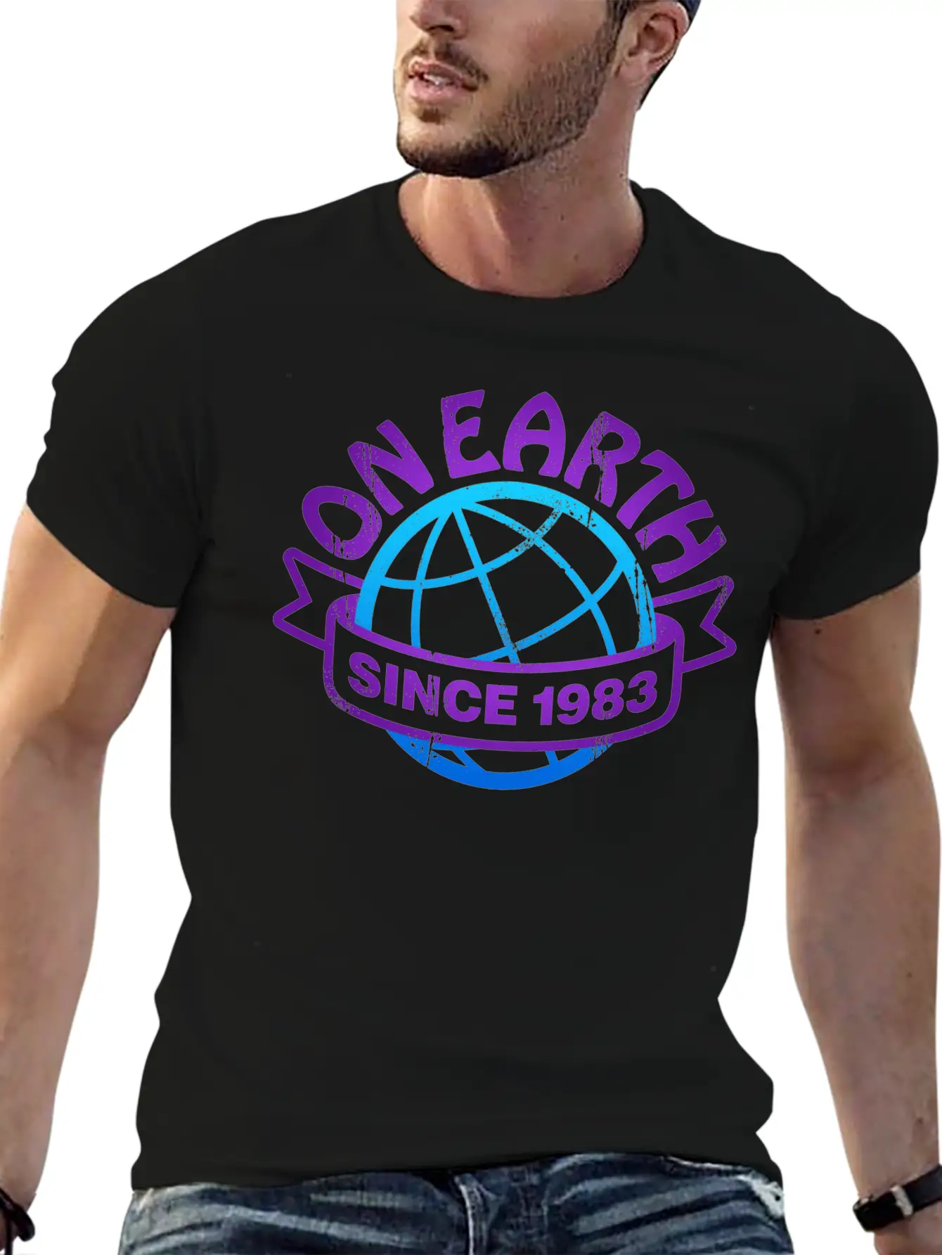 On Earth Since 1983 Lightweight Cotton T-Shirt – Daily Comfort Graphic Shirt