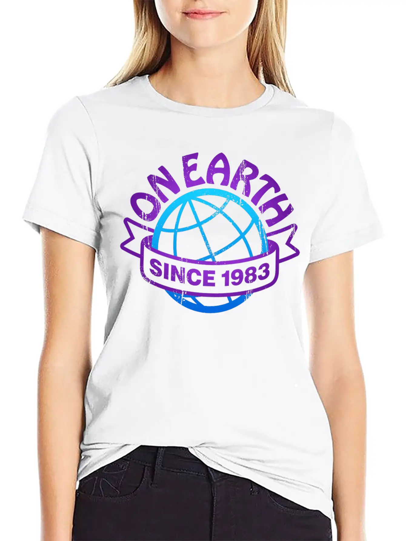 On Earth Since 1983 Lightweight Cotton T-Shirt – Daily Comfort Graphic Shirt