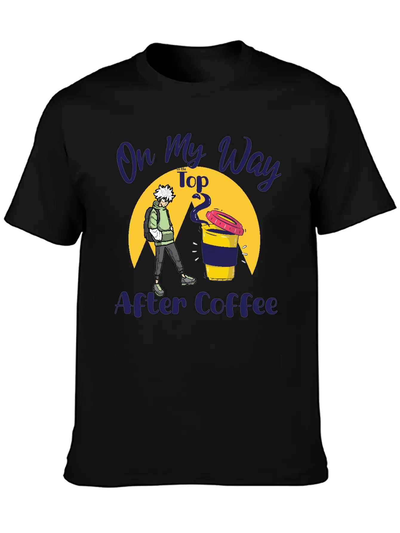 On My Way To The Top Anime Coffee Vibes Tee Soft Cotton Short Sleeve Tee – Unisex Wardrobe Staple