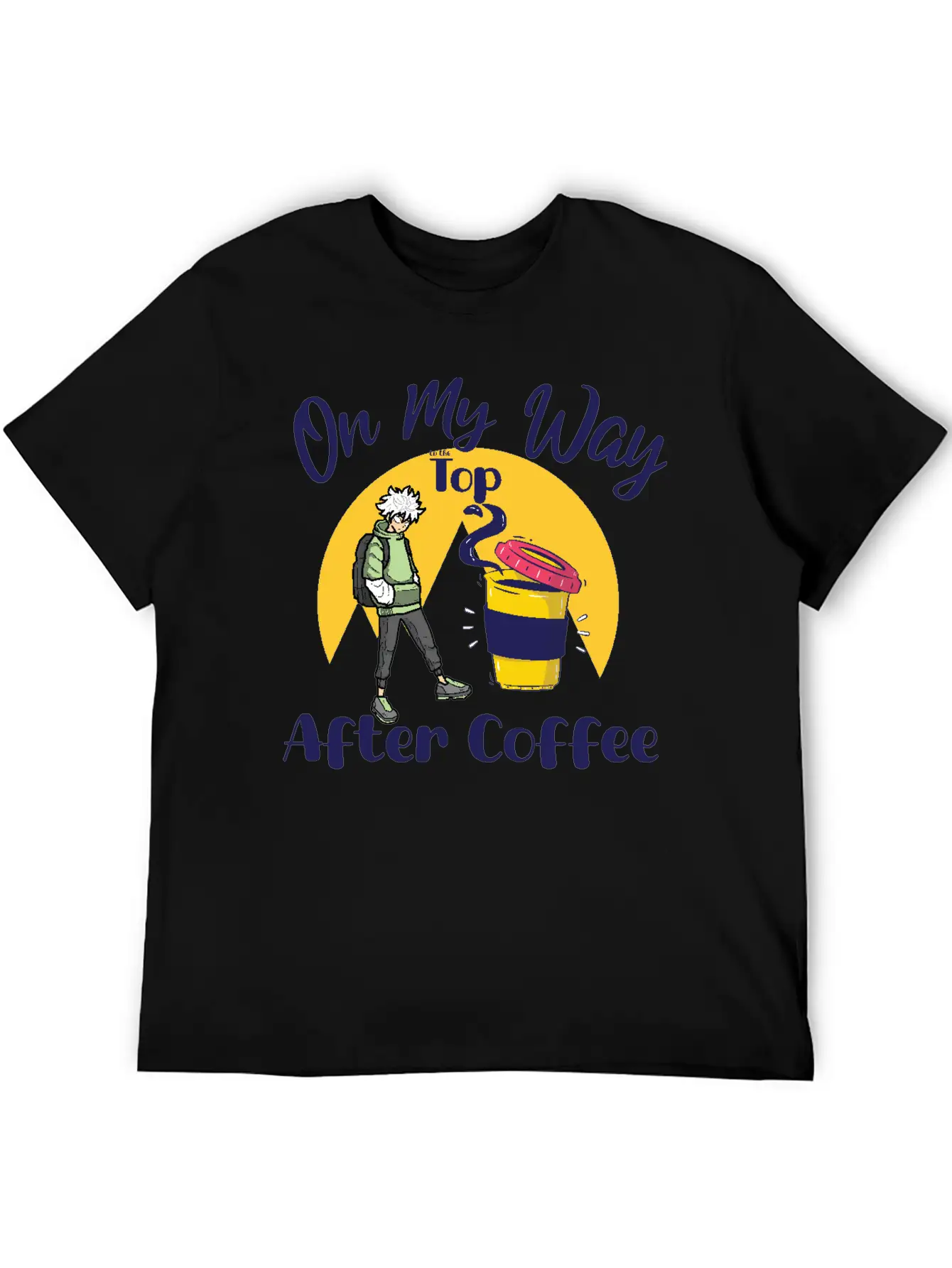 On My Way To The Top Anime Coffee Vibes Tee Soft Cotton Short Sleeve Tee – Unisex Wardrobe Staple