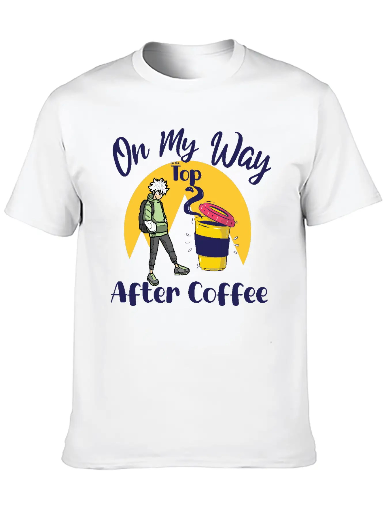 On My Way To The Top Anime Coffee Vibes Tee Soft Cotton Short Sleeve Tee – Unisex Wardrobe Staple