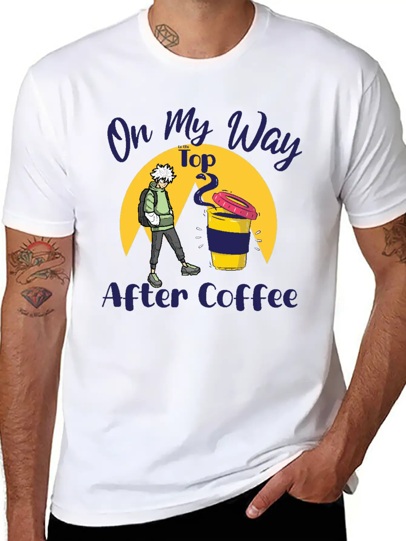 On My Way To The Top Anime Coffee Vibes Tee Soft Cotton Short Sleeve Tee – Unisex Wardrobe Staple