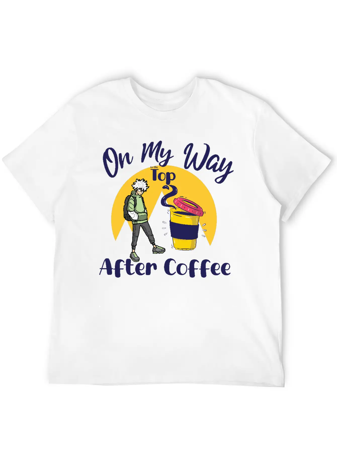 On My Way To The Top Anime Coffee Vibes Tee Soft Cotton Short Sleeve Tee – Unisex Wardrobe Staple