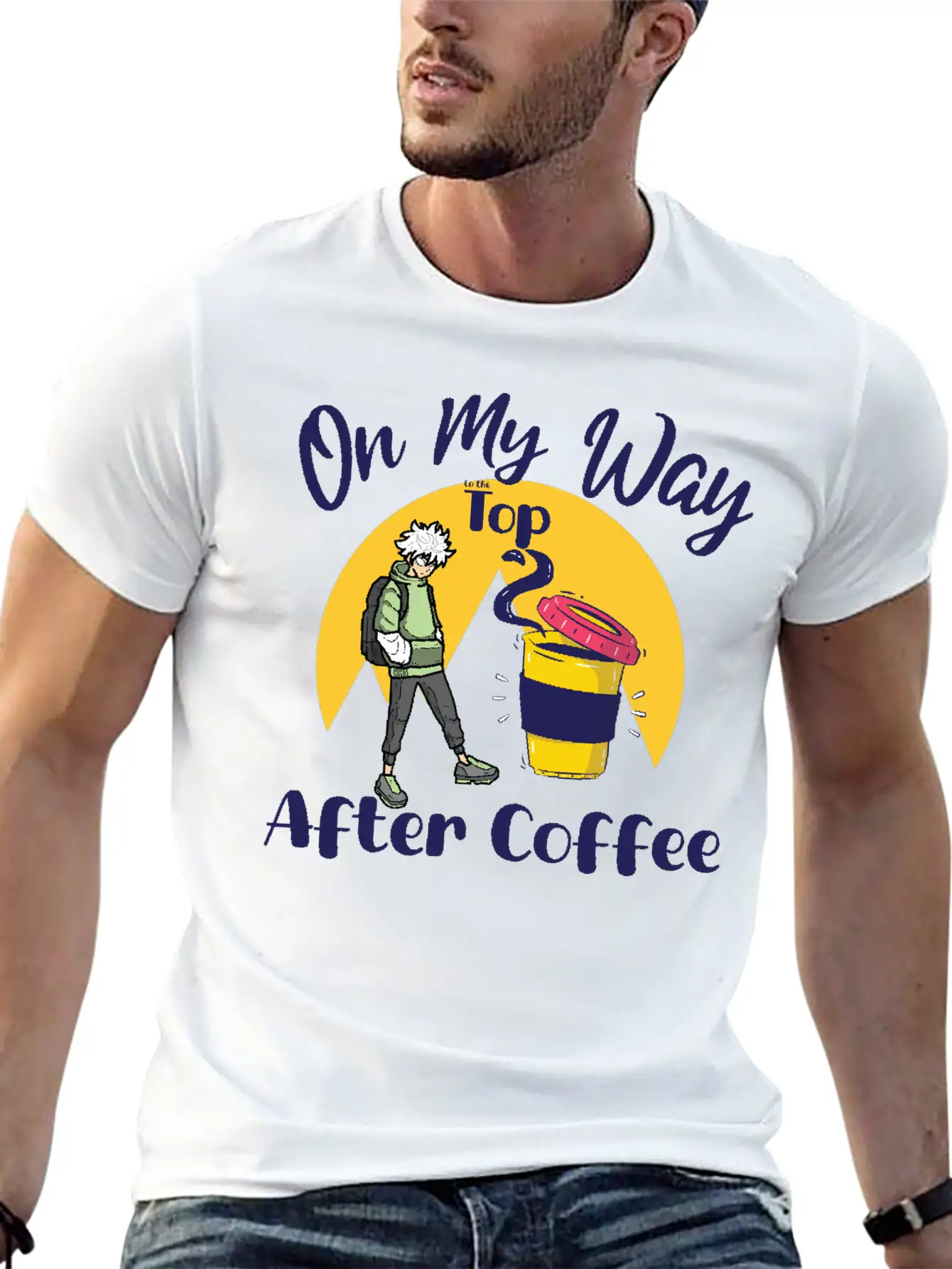 On My Way To The Top Anime Coffee Vibes Tee Soft Cotton Short Sleeve Tee – Unisex Wardrobe Staple