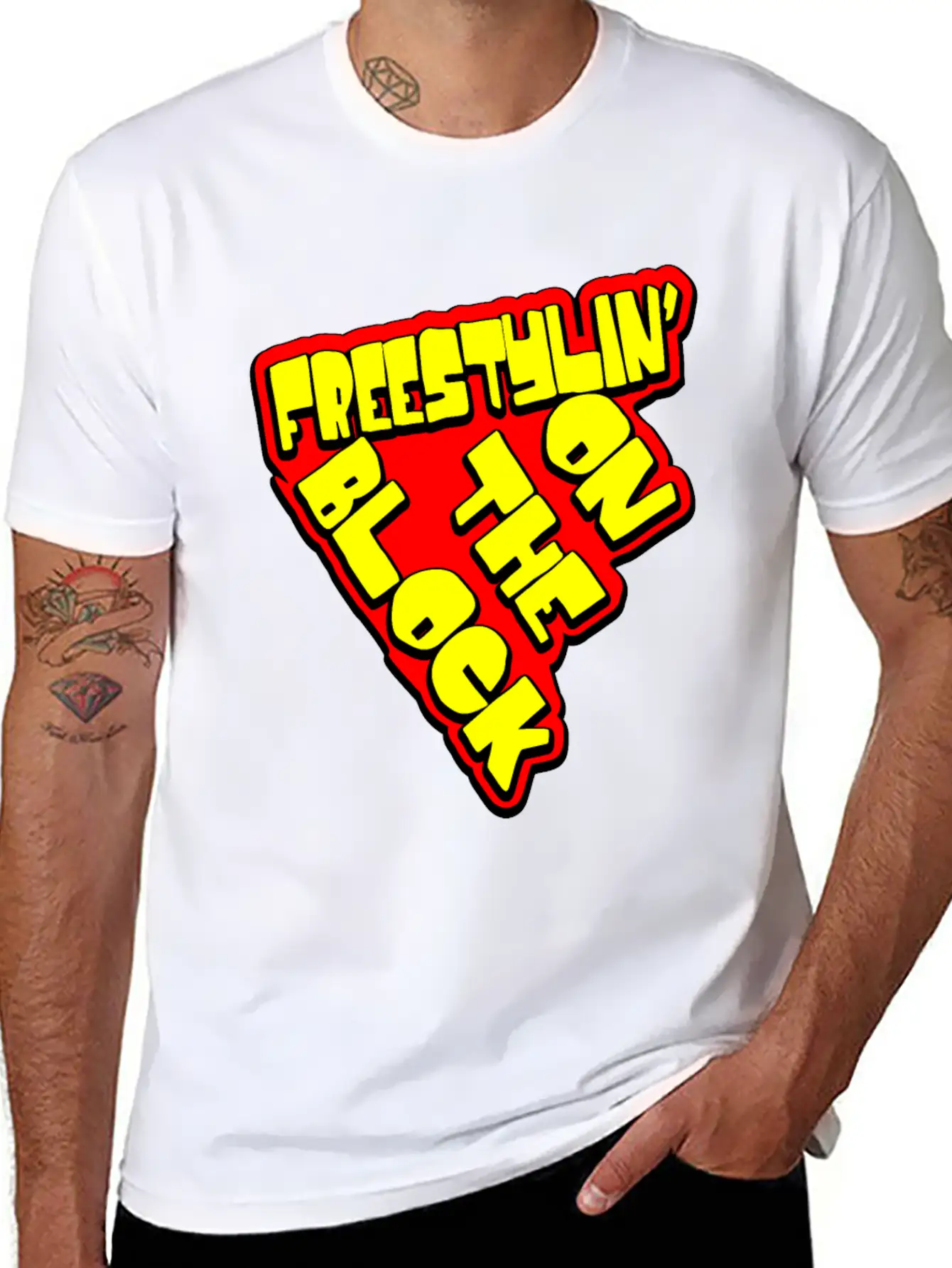 On The Block - Freestyling - Hip Hop Basic Graphic T-Shirt – Daily Comfort In Soft Cotton