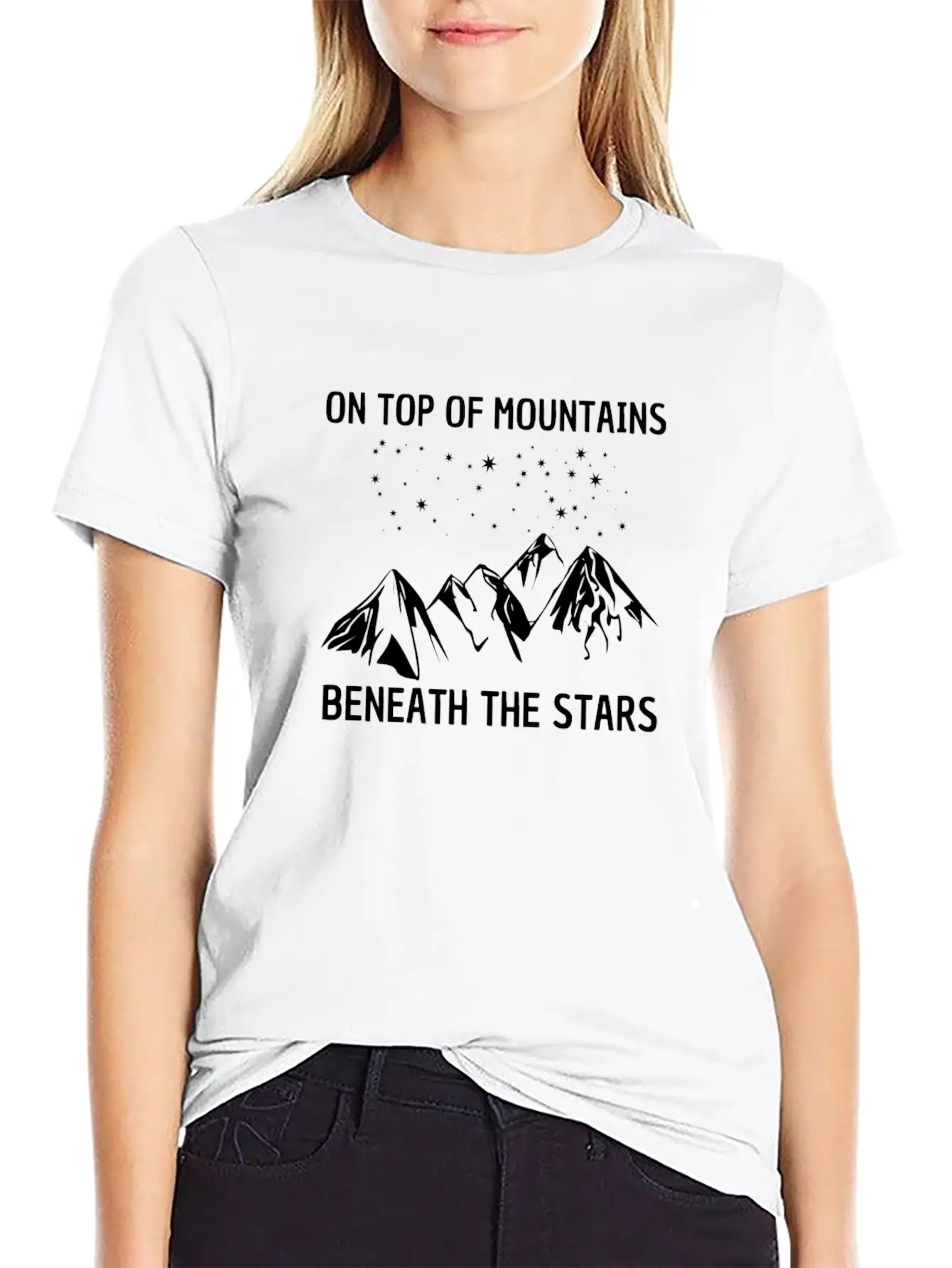 On Top Of Mountains Beneath The Stars Tee T-shirt Lightweight Cotton T-Shirt – Daily Comfort Graphic Shirt