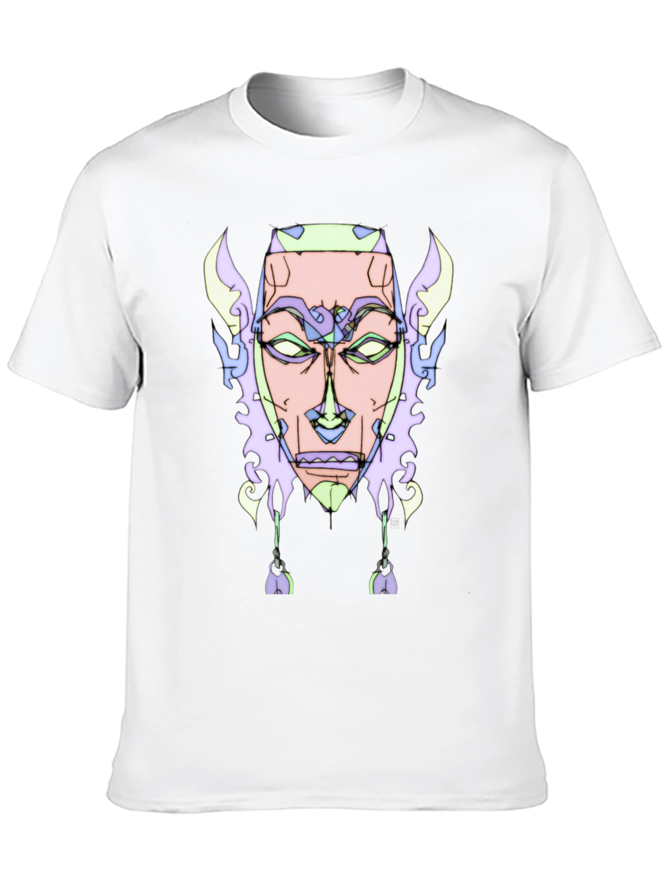 Abstract Face Graphic Tee - Unique Design