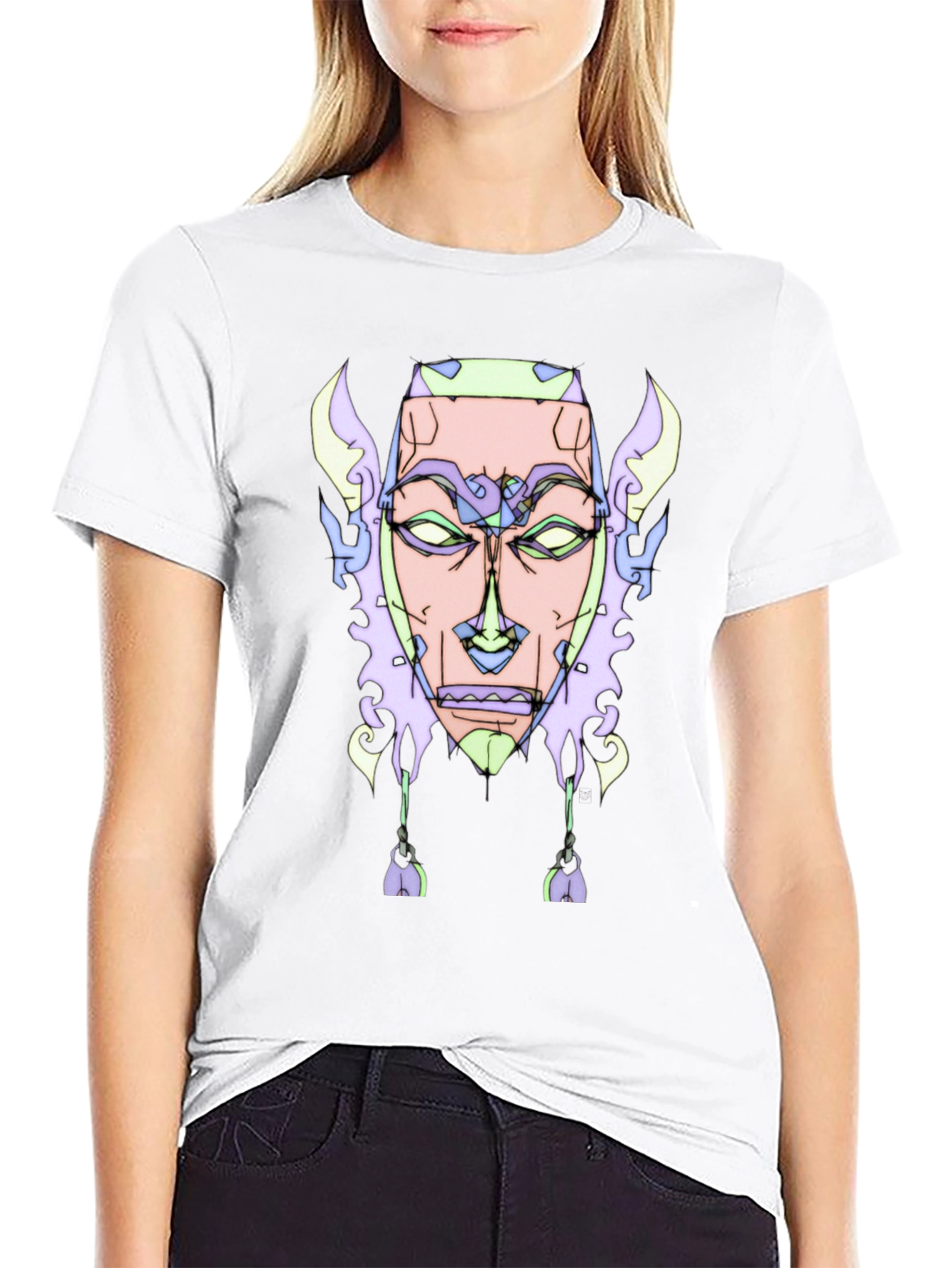 Abstract Face Graphic Tee - Unique Design
