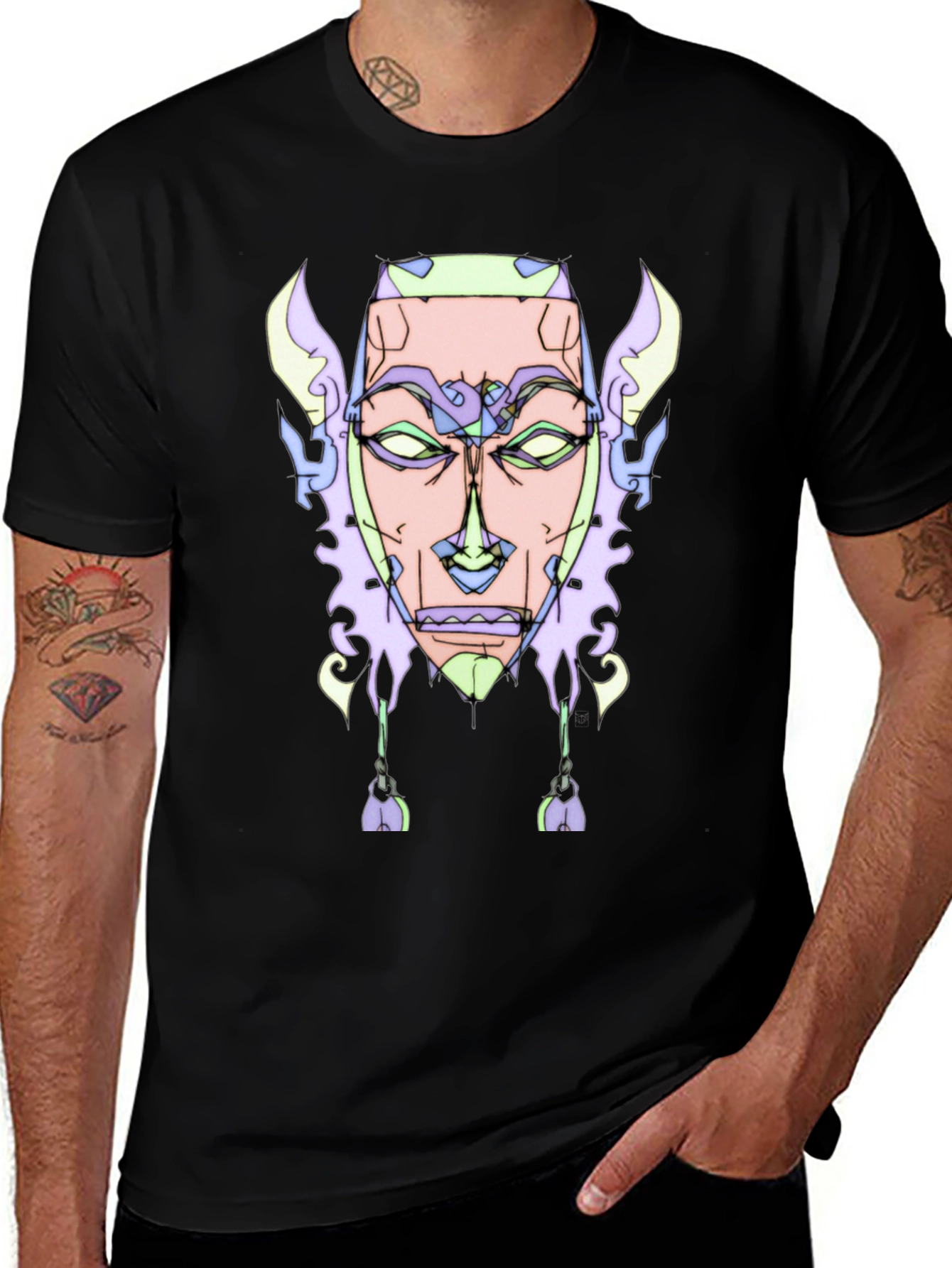 Abstract Face Graphic Tee - Unique Design