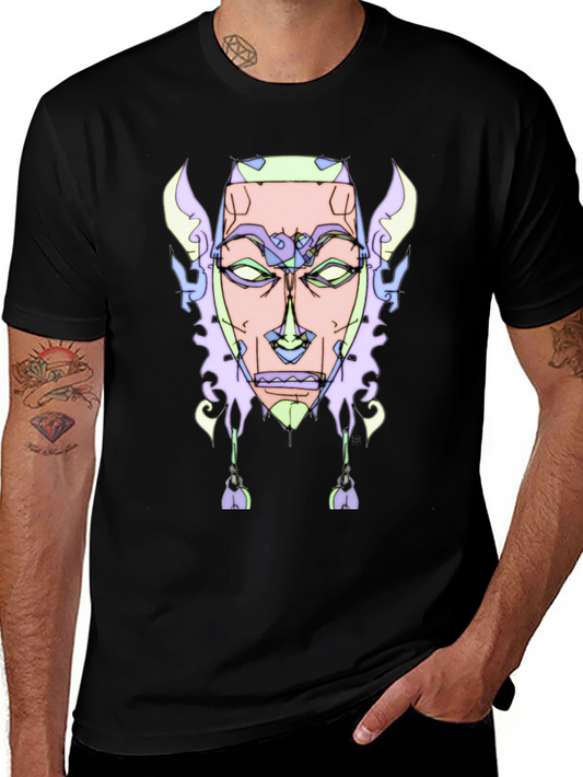 Abstract Face Graphic Tee - Unique Design