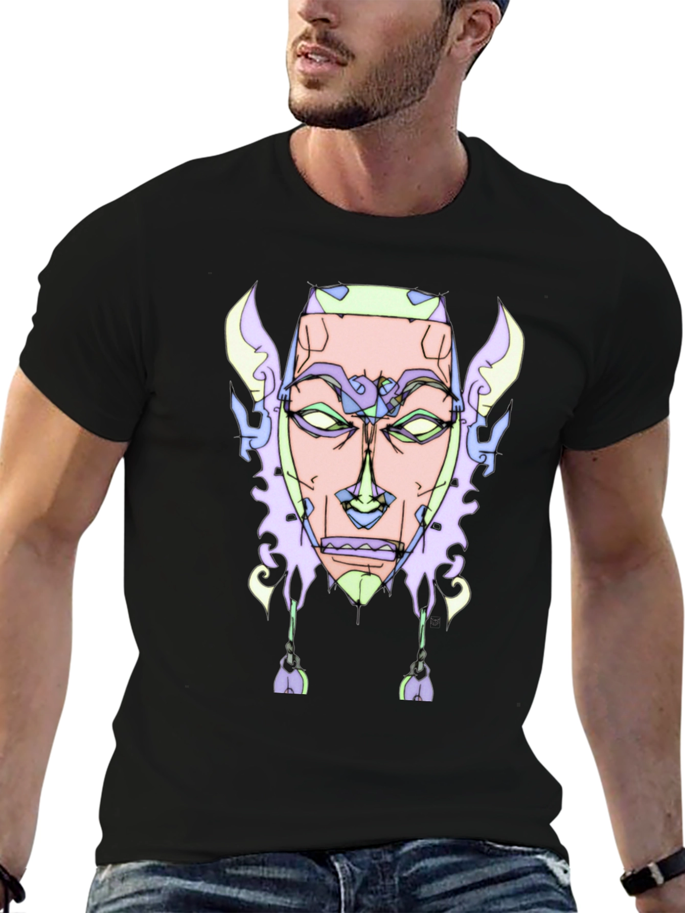 Abstract Face Graphic Tee - Unique Design