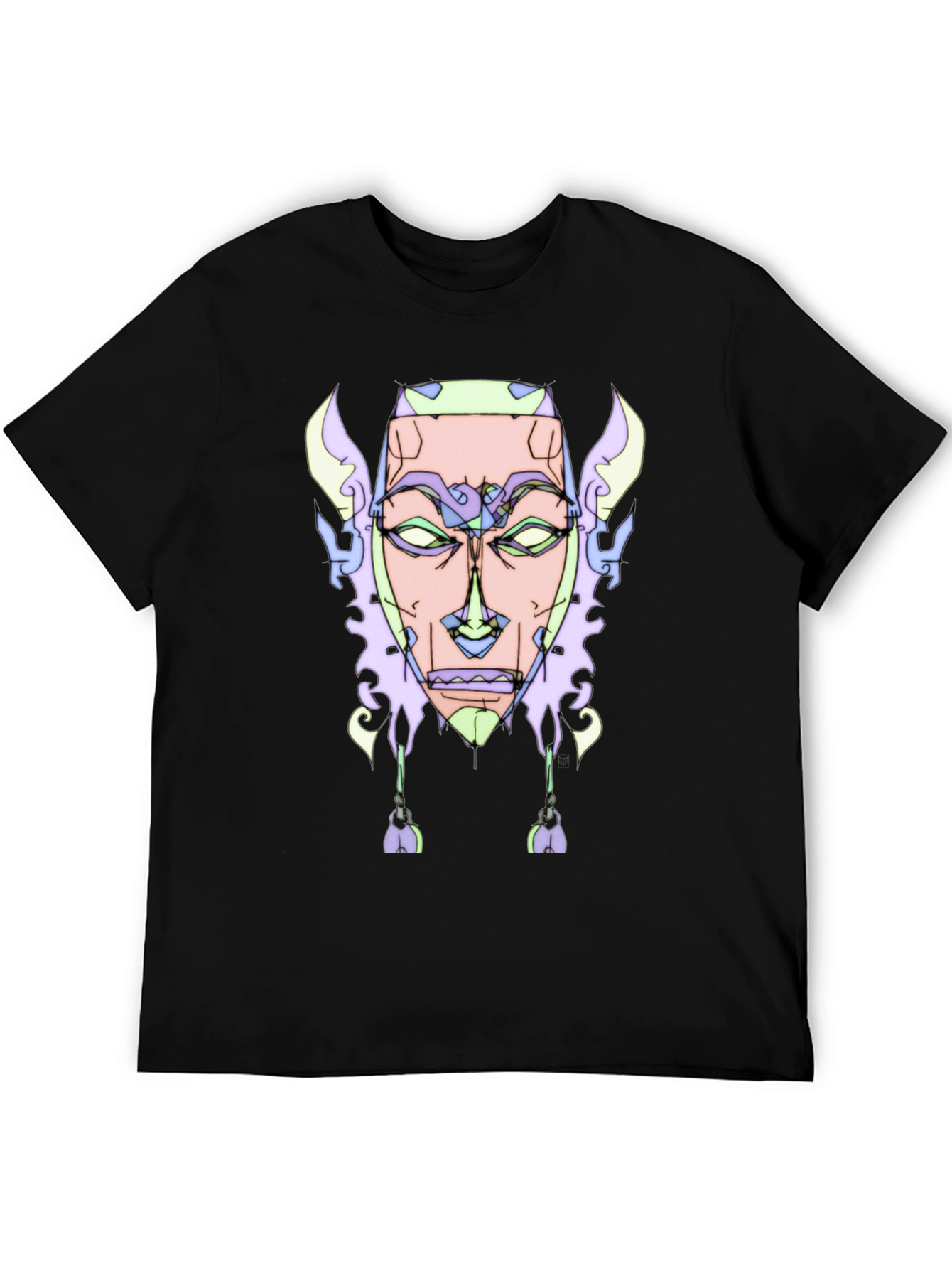 Abstract Face Graphic Tee - Unique Design